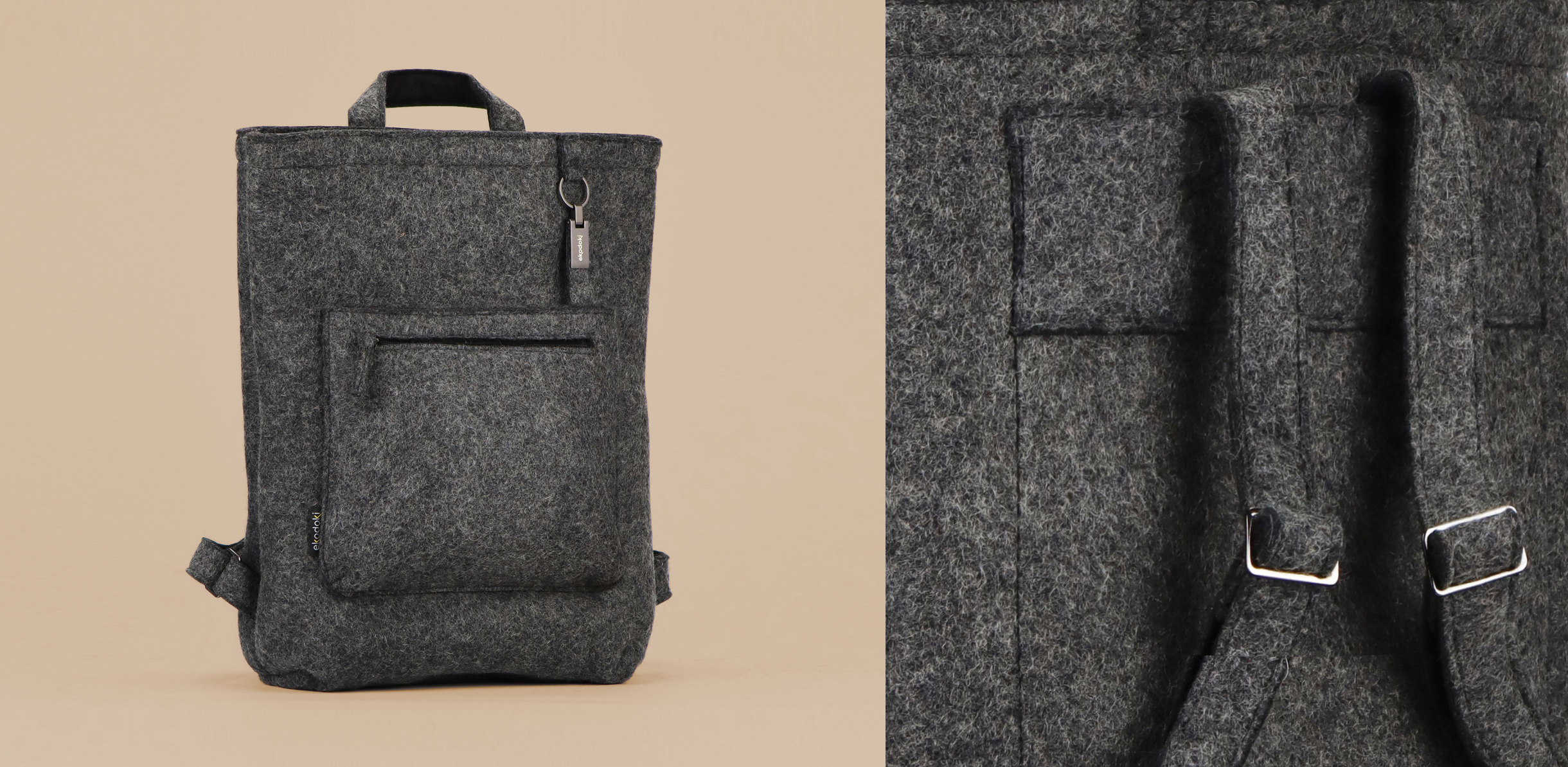 Courier backpack made of 100% wool felt