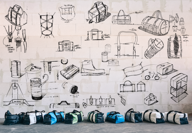 Design process: The first 9 iterations of the bag
