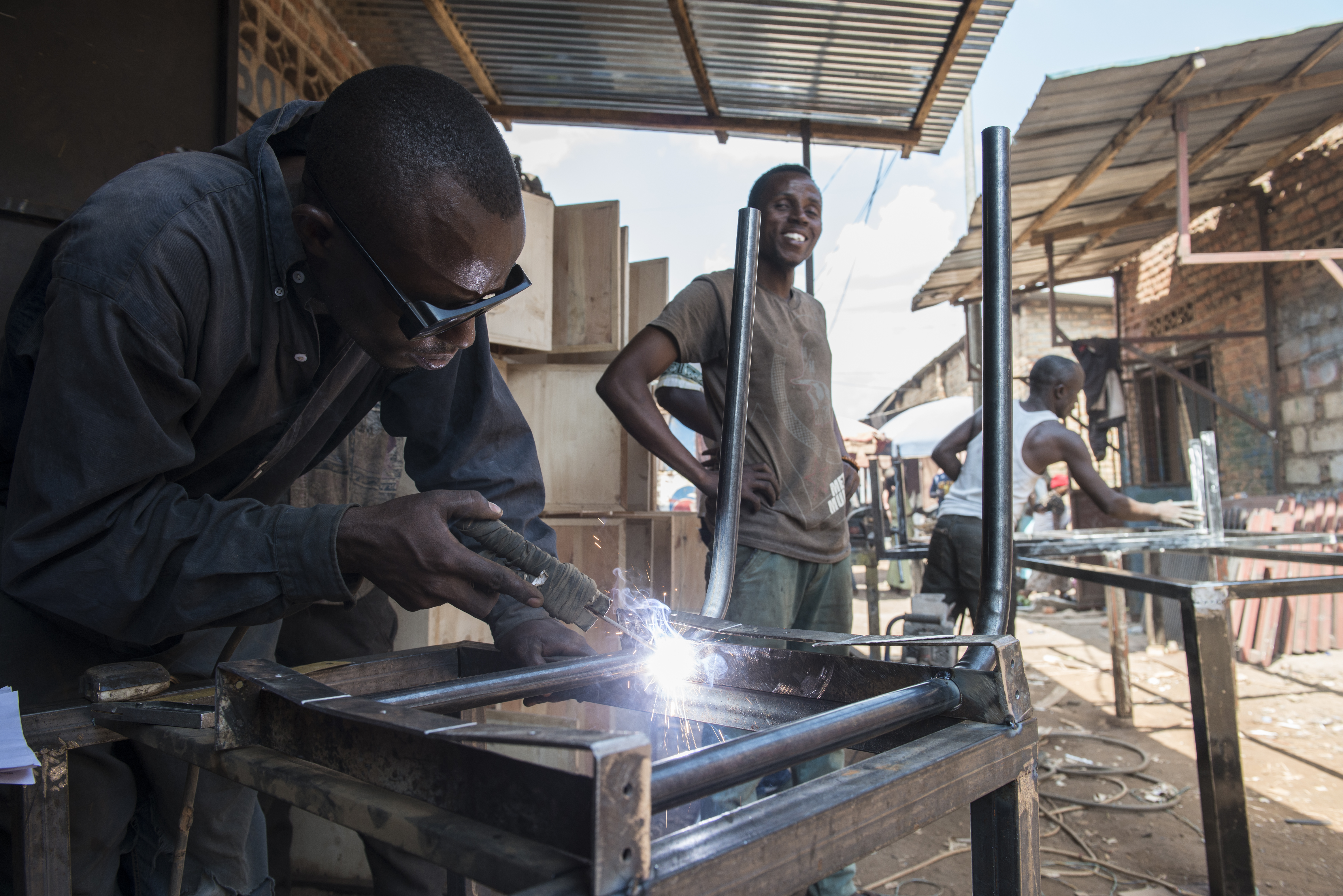 Frame welded by a metalworker at Gakinjiro market - Kigali Modern Furniture - Kigali, Rwanda