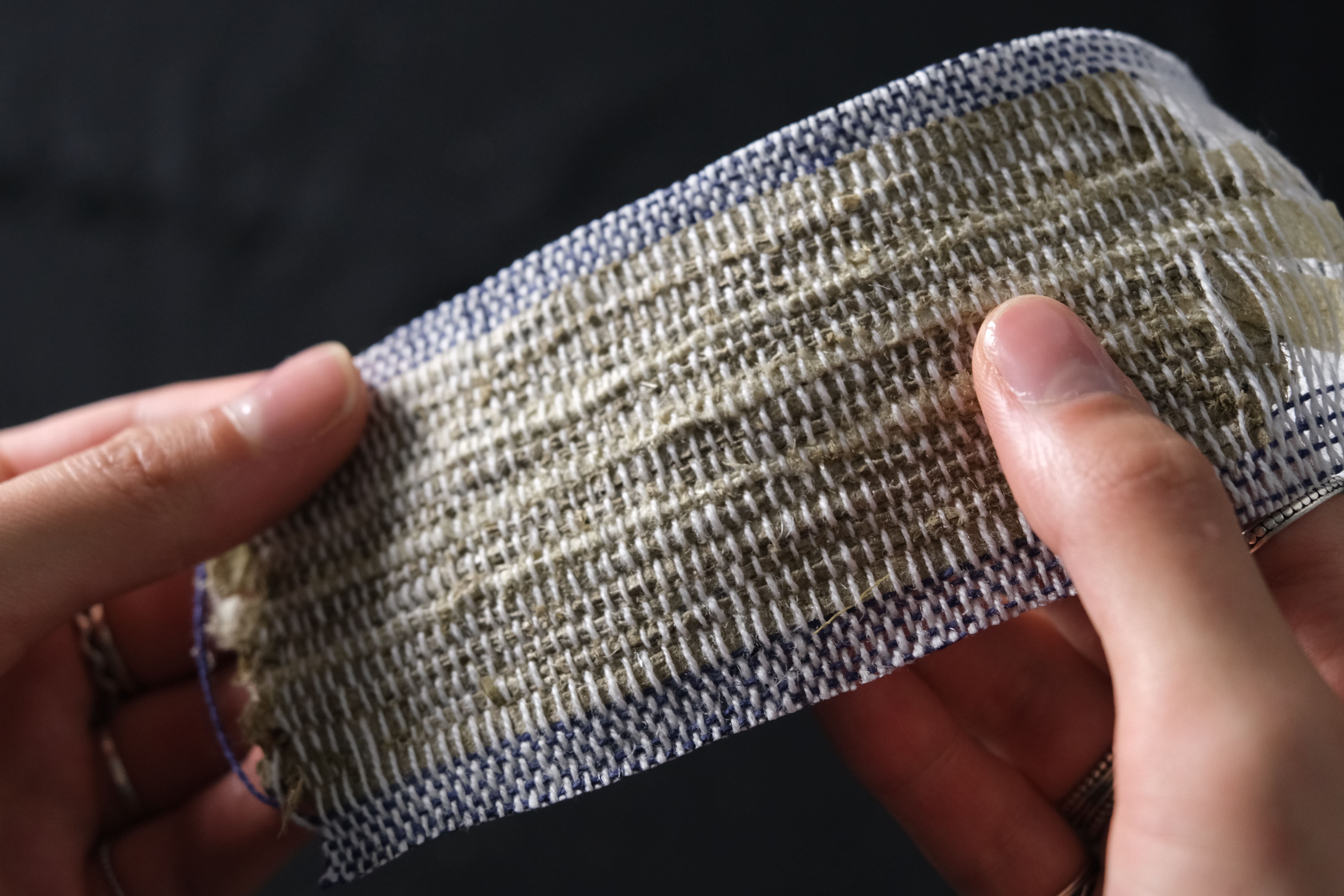 Close-up of a sample from the Erica Louët loom