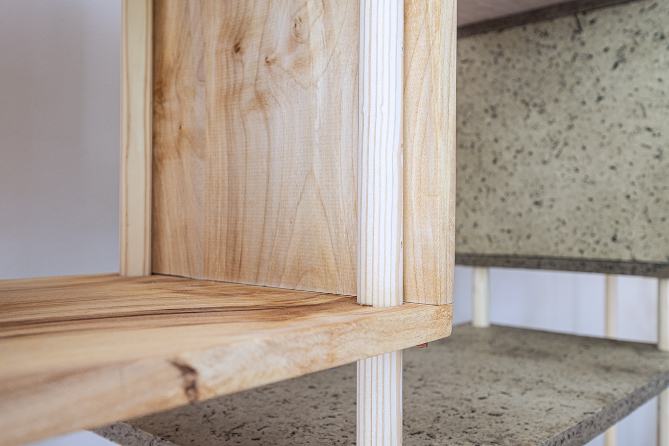 A variety of biobased boxes and shelves