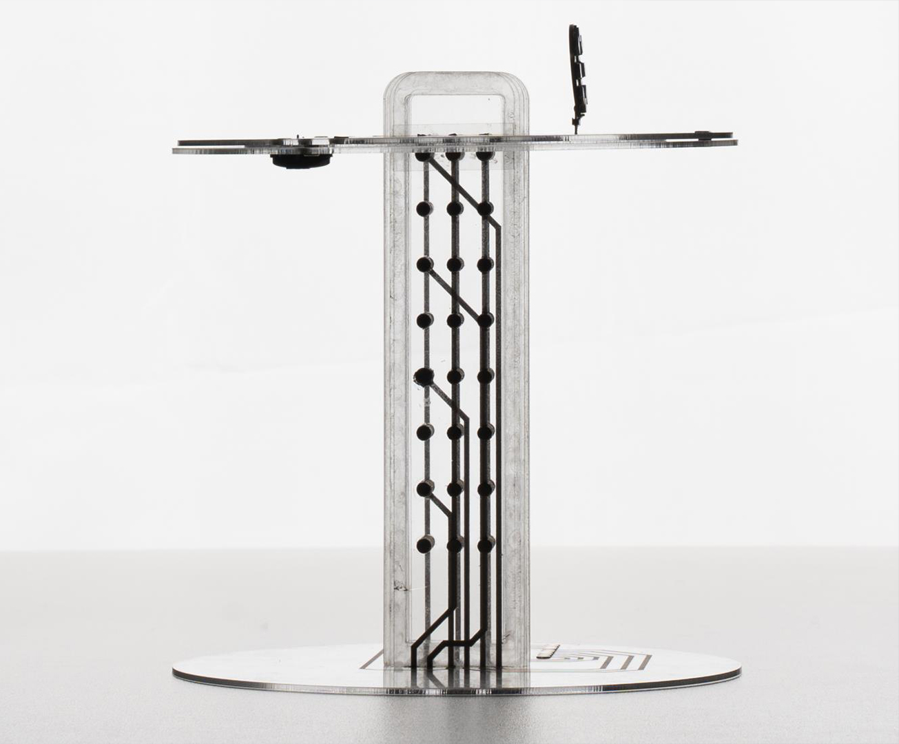 A table lamp with adjustable brightness and color