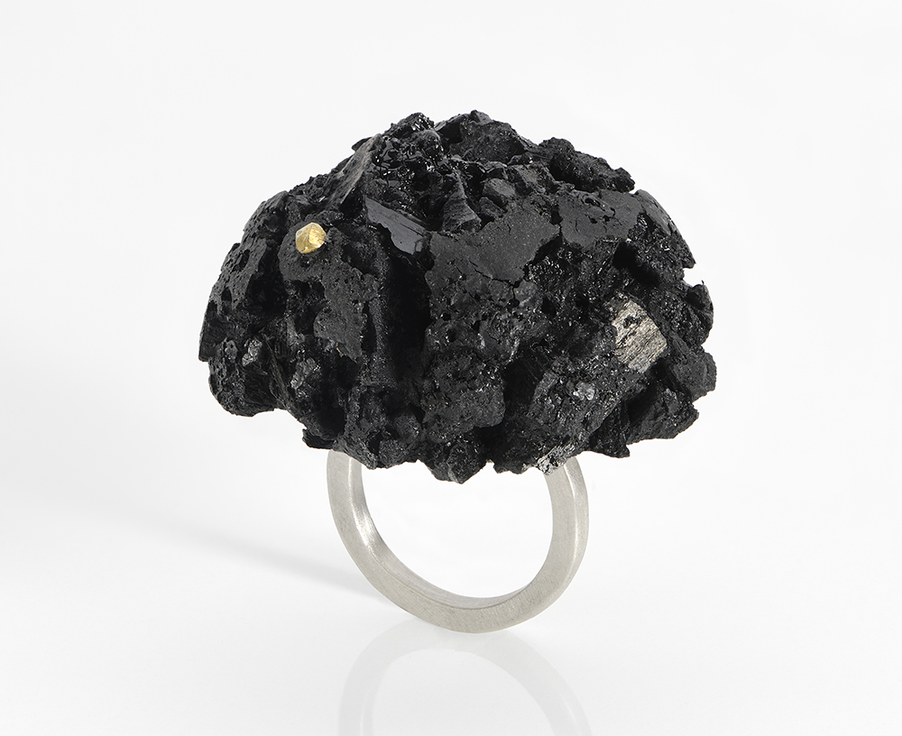 Egg: Ring, Charcoal, Silver, Gold