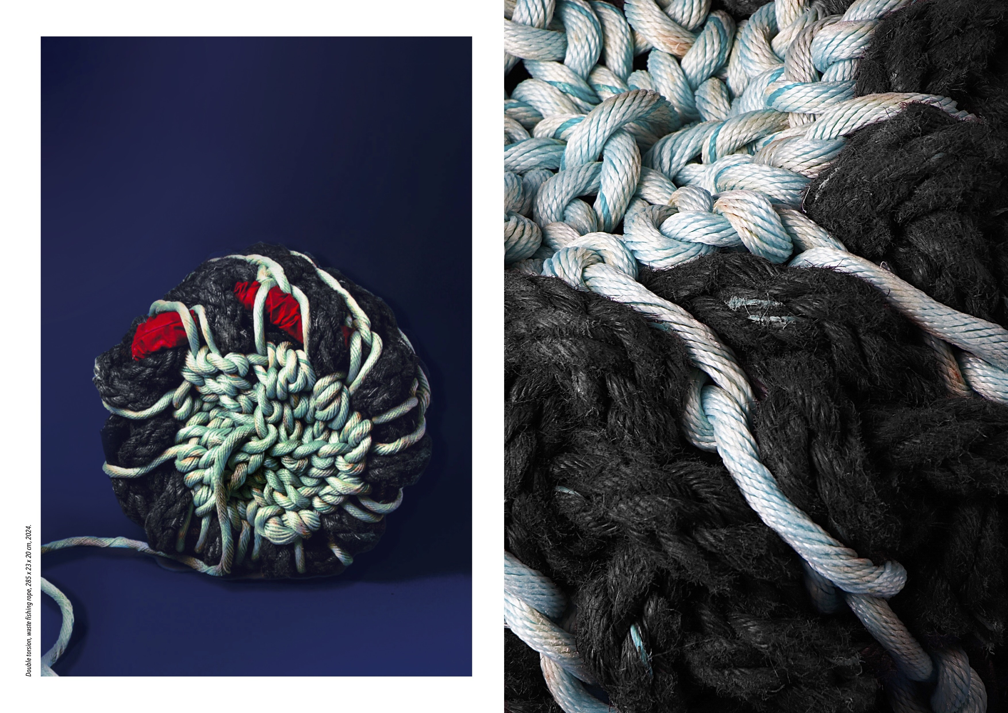 Double torsion, fishing rope, 285 x 23 x 20 cm