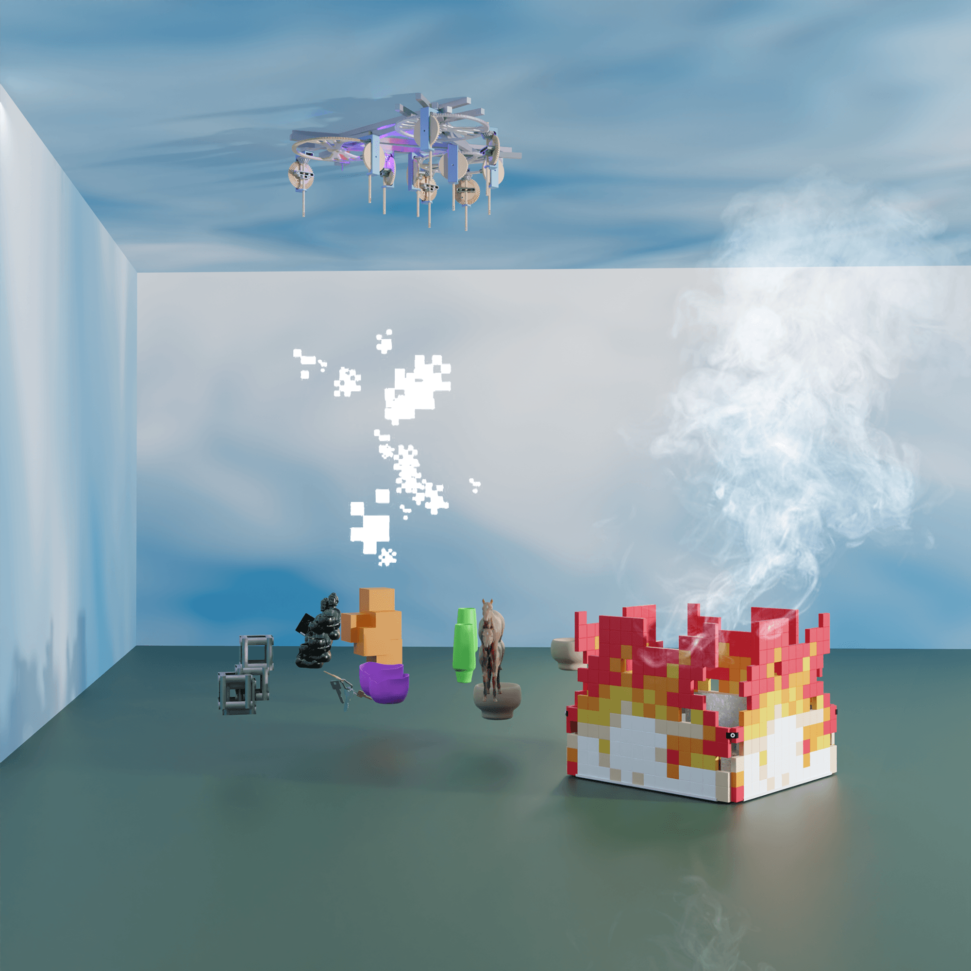 A Minecraft fire that set a player ablaze.
