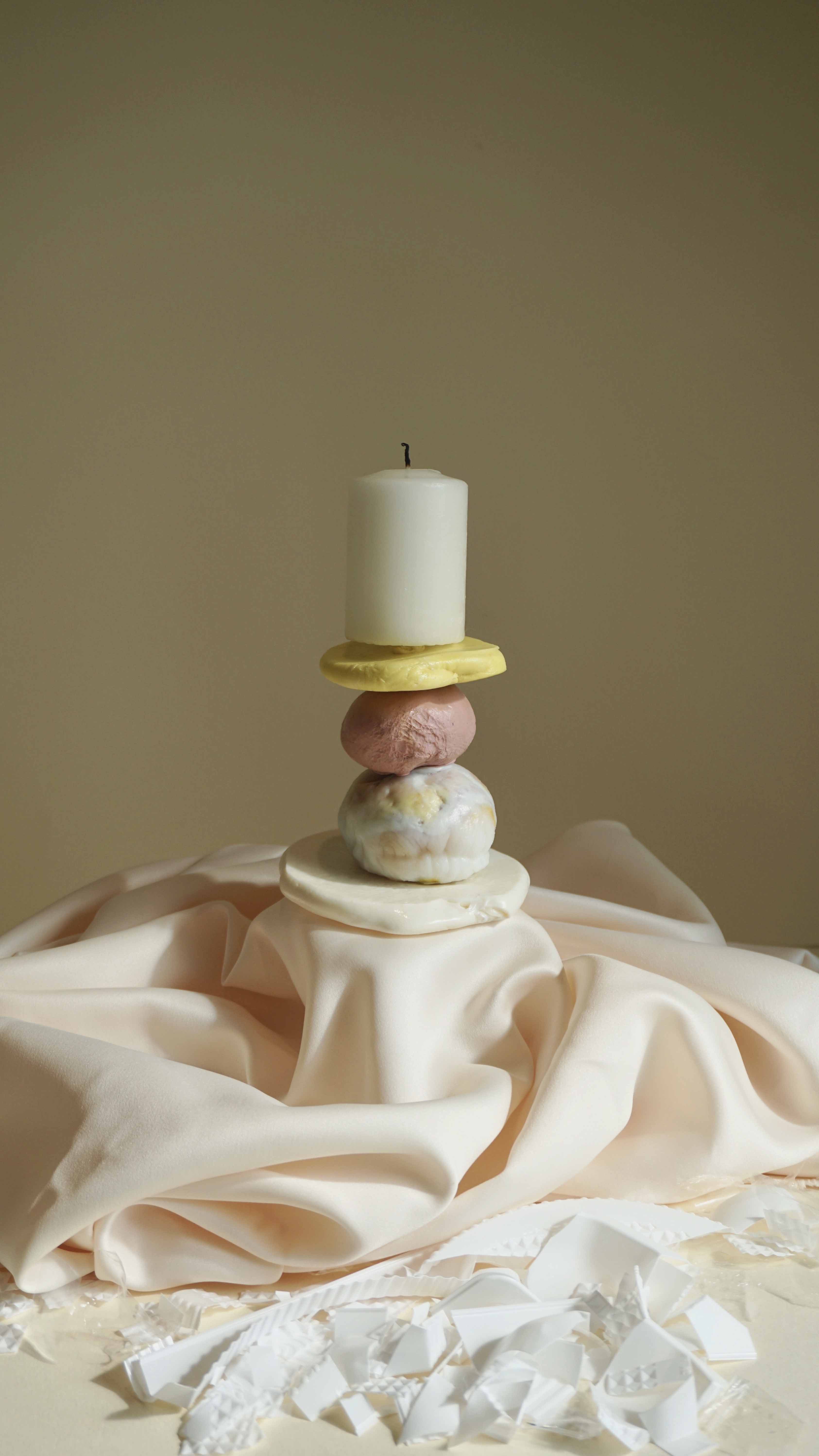 A candle holder made from waste plastic