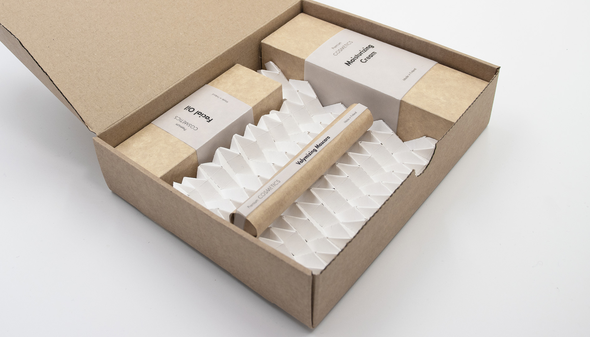 Folded material applied in e-com packaging concept