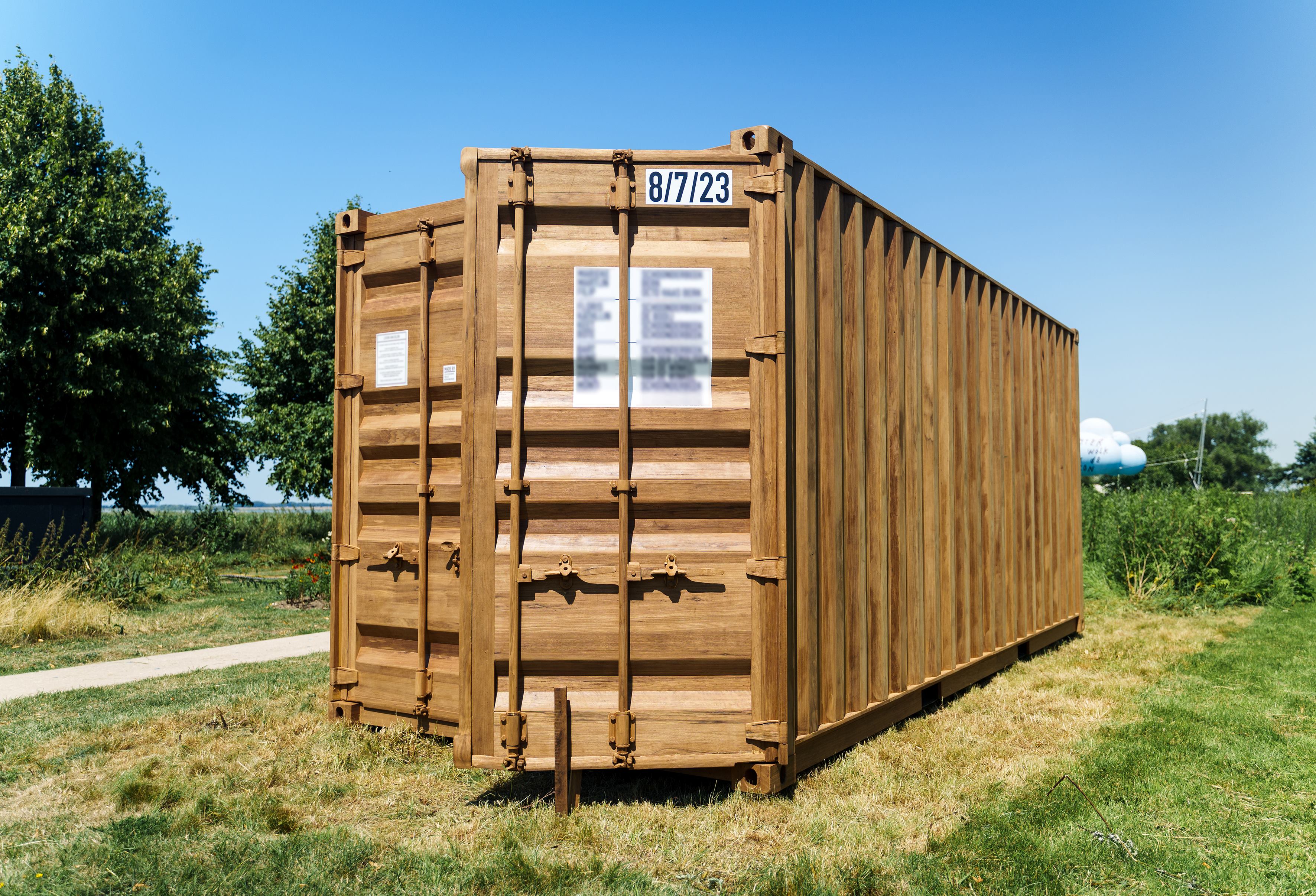 Wooden replica of a sea container