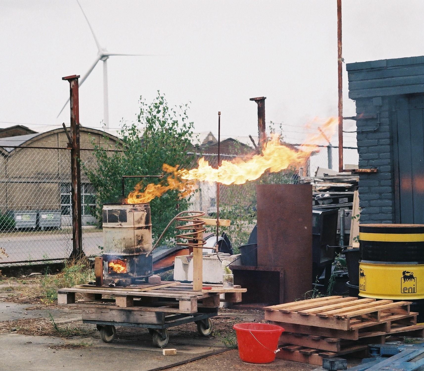 DIY refinery prototype on fire