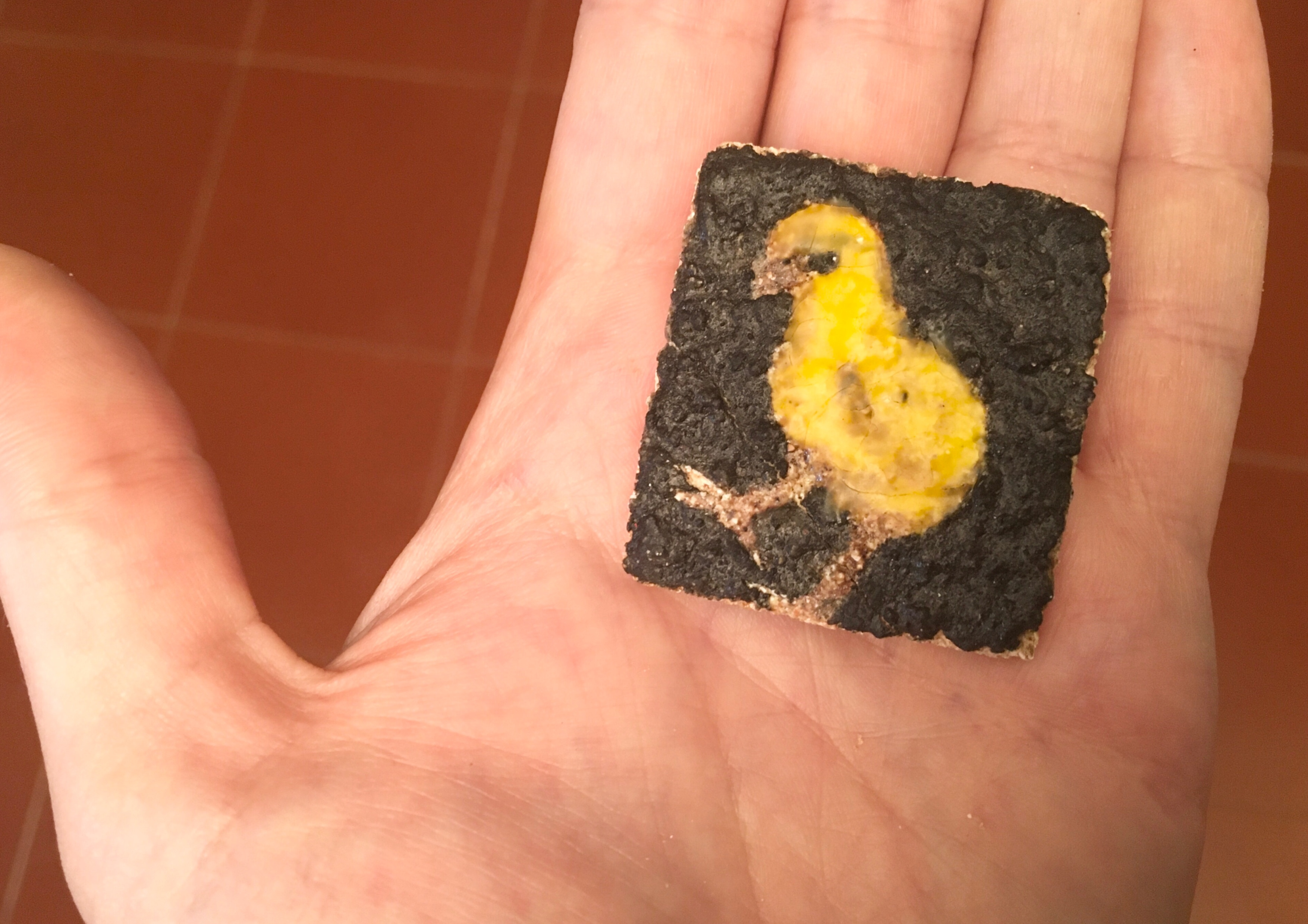 Chicken Tempera on eggshell and egg white mortar