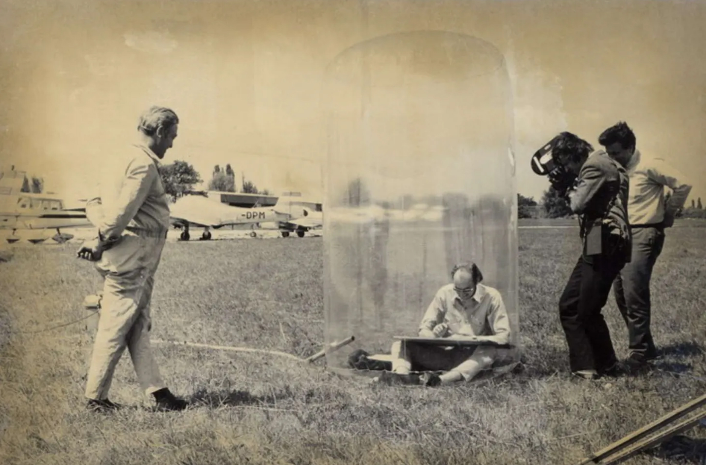 Designer Hans Hollein in his Mobile Office