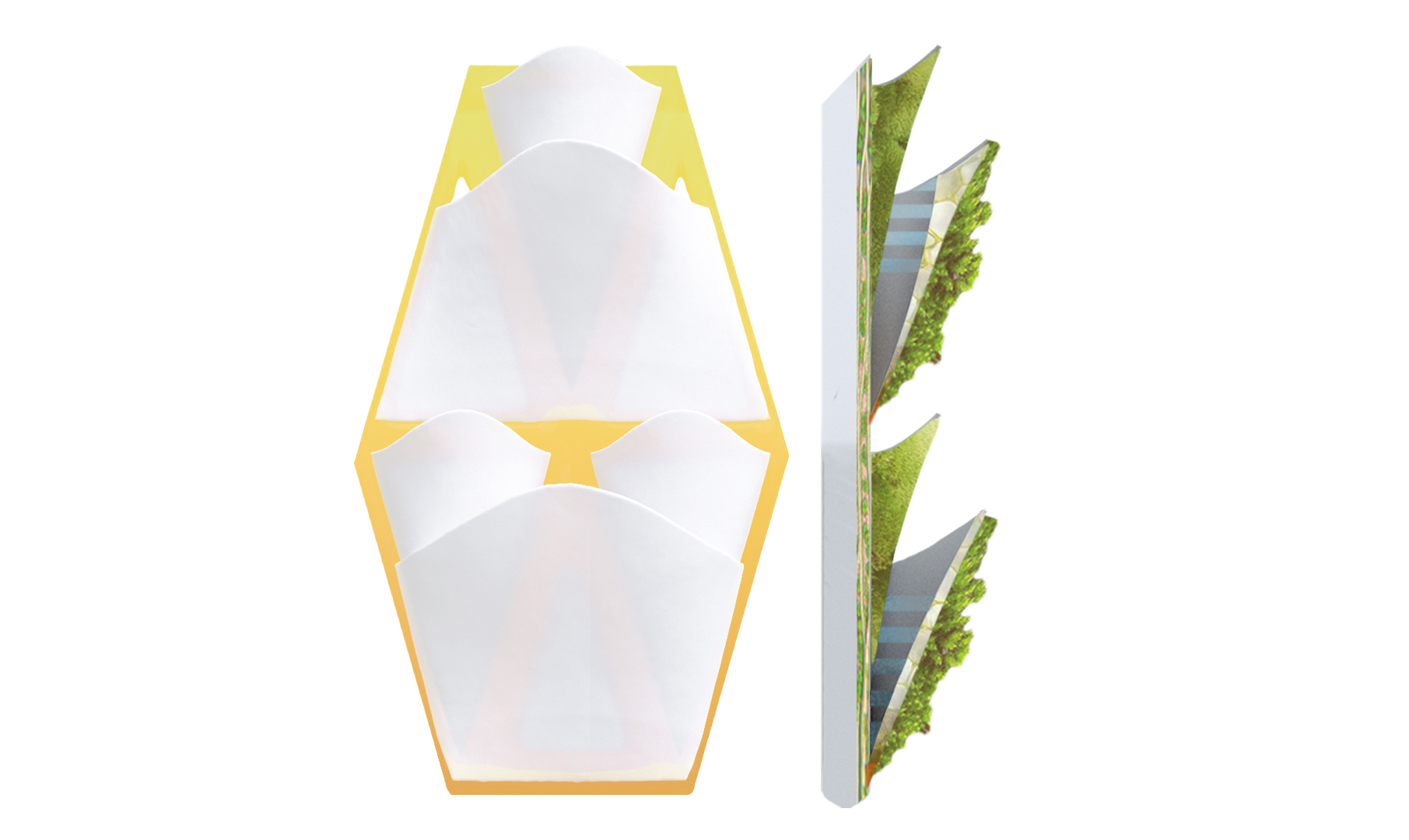 nanoRetention: Facade module, with moss outside