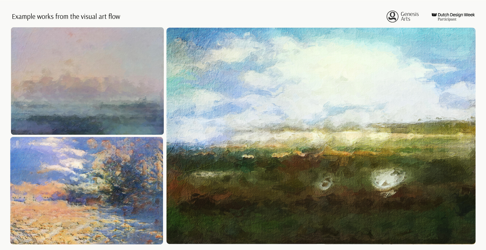 Screenshots of the visual art flow