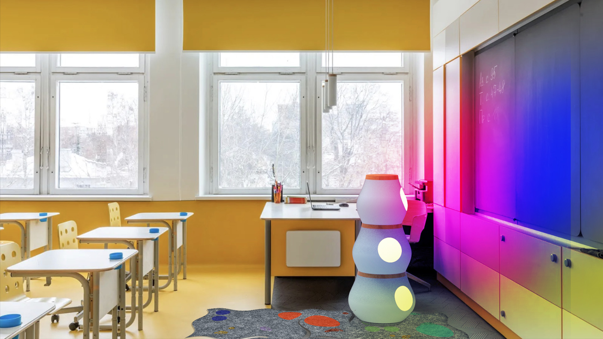 Momi in a classroom