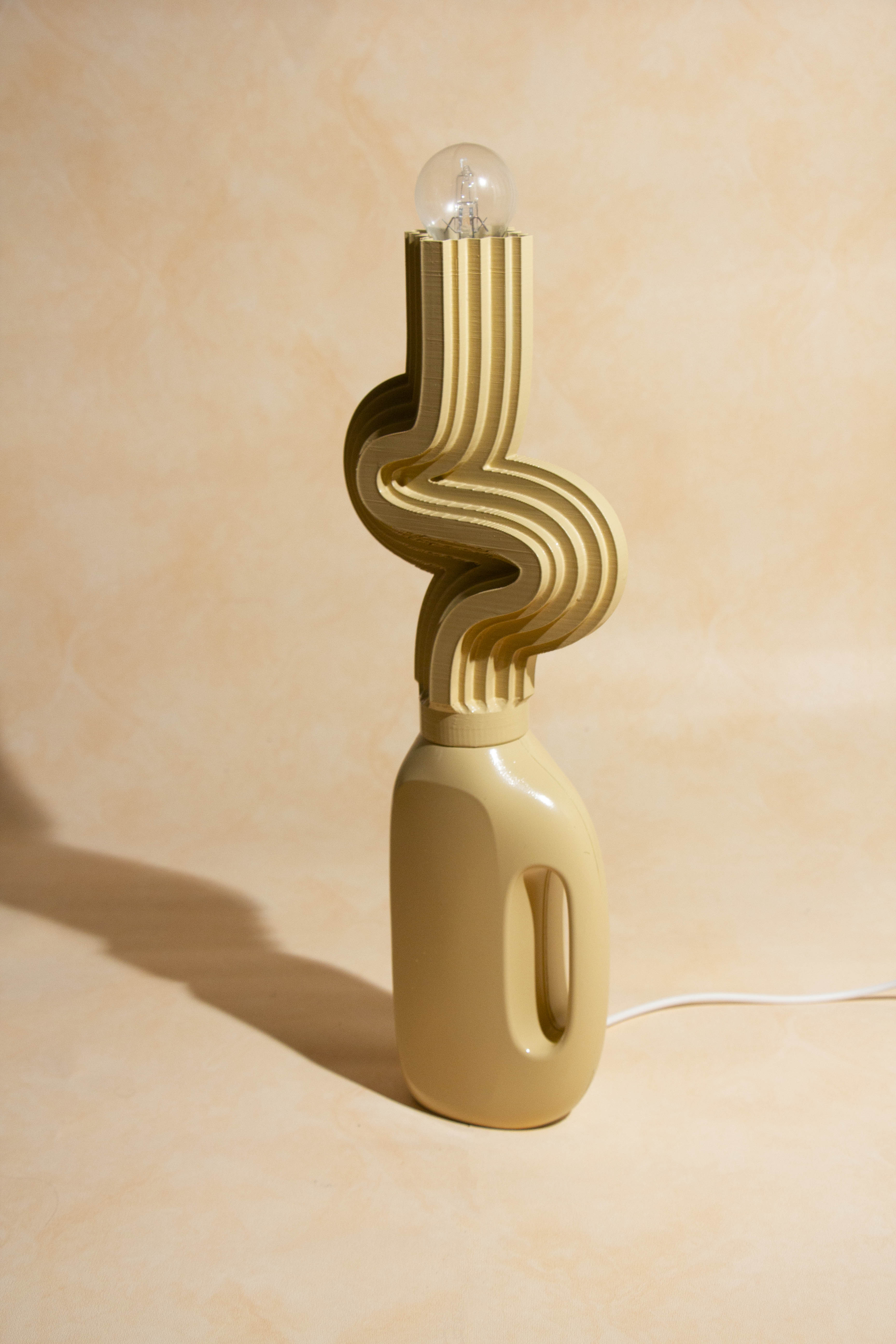 3D printed lamp shade with a used detergent bottle