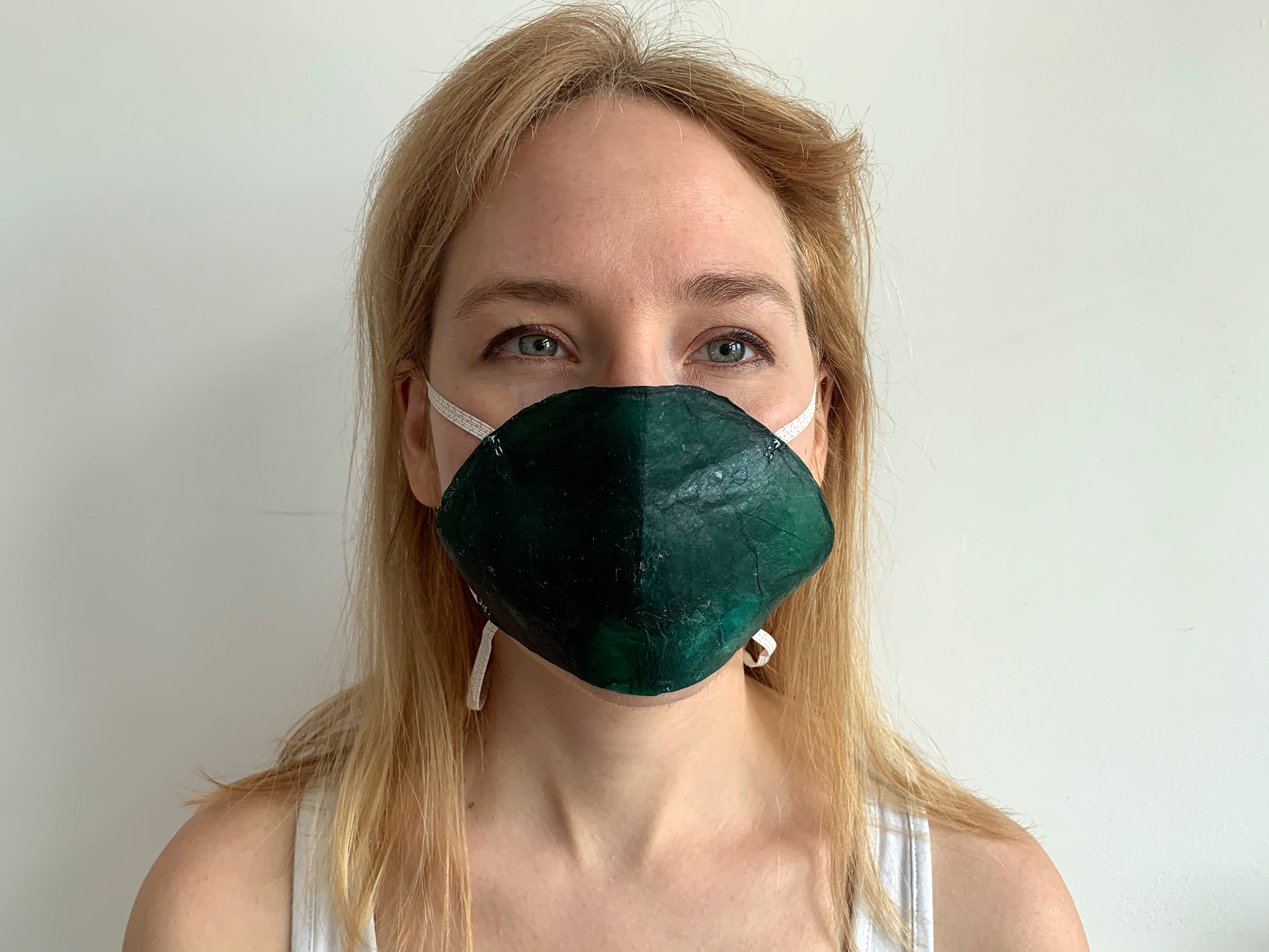A wearable face mask.
