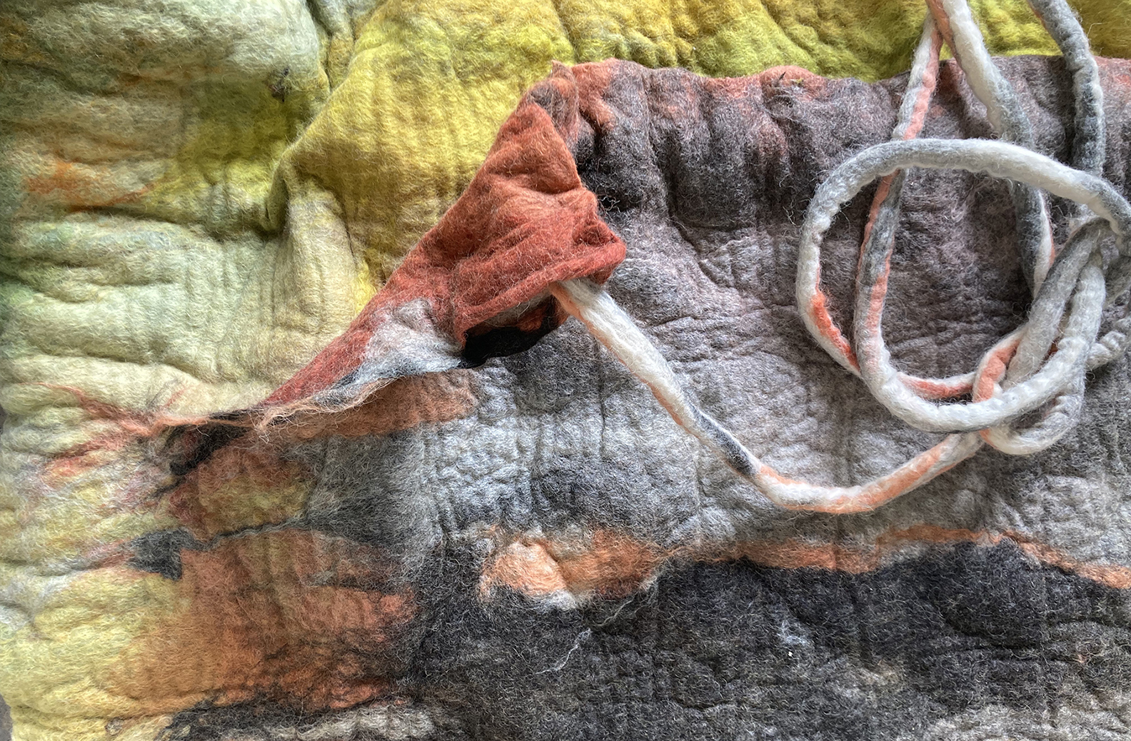 Felt Time, naturally dyed wool, 240cm x 280cm
