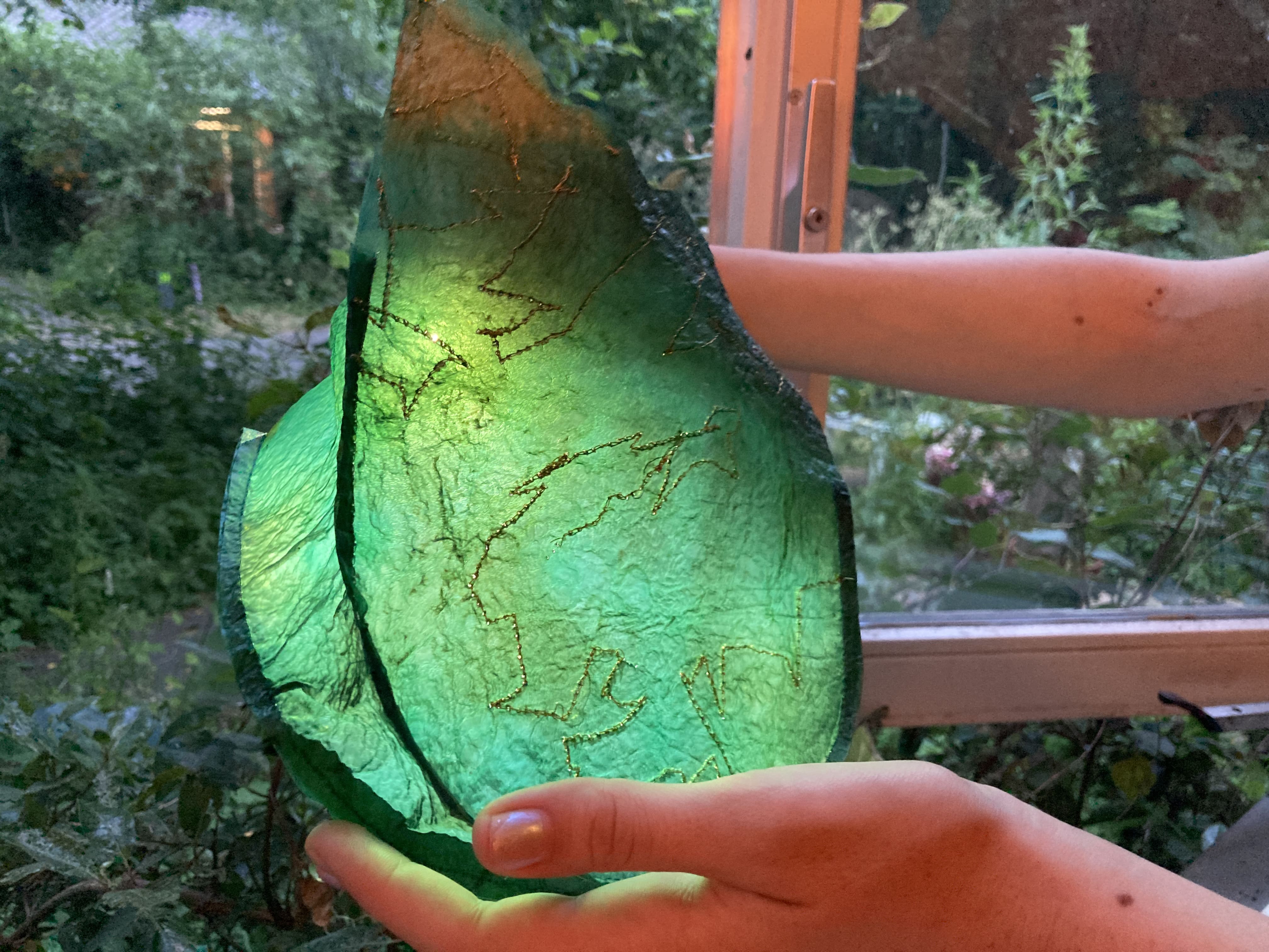 Light shining through the kombucha leather textile