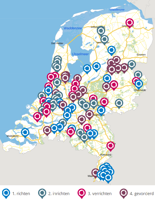 Map with all circulaire ambachtscentra in NL