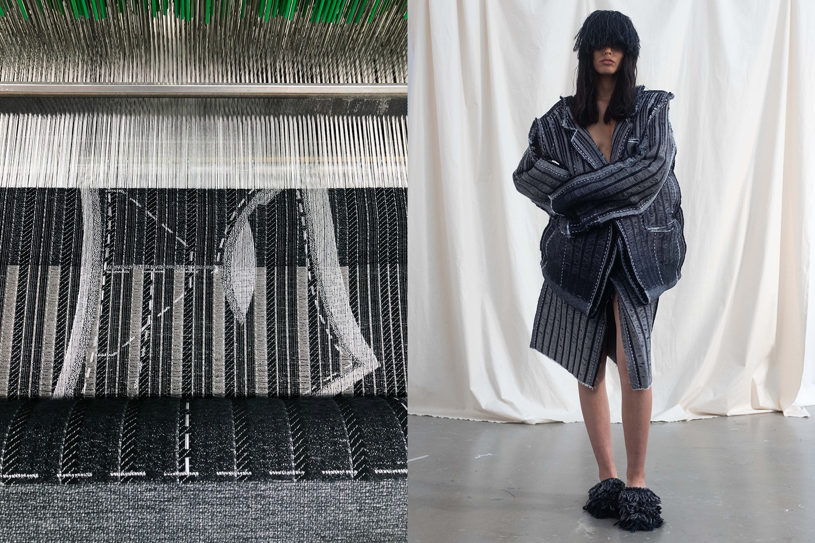 Whole-garment woven suiting in linen and wool