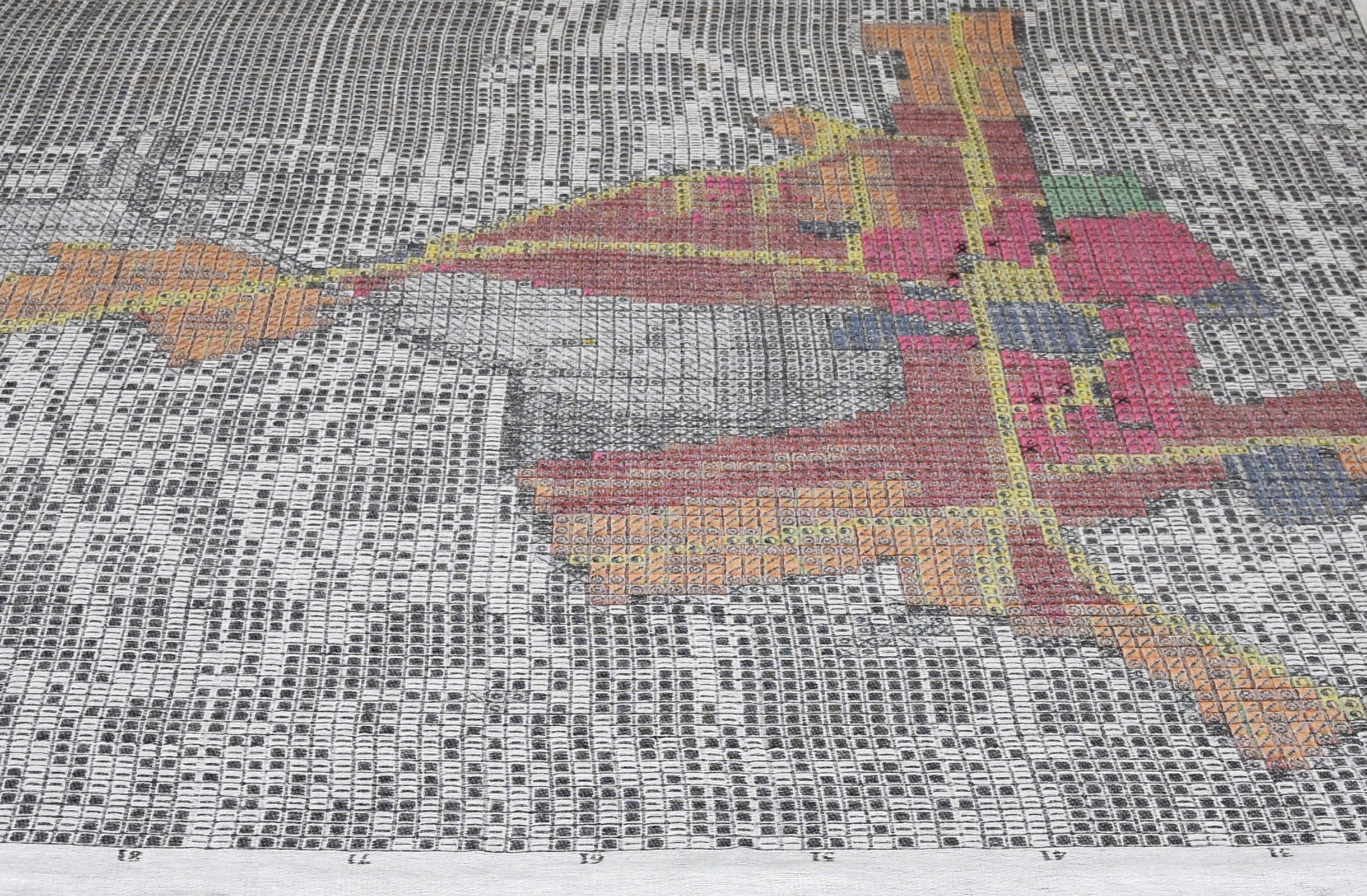 Map of Watou into a cross stitch pattern