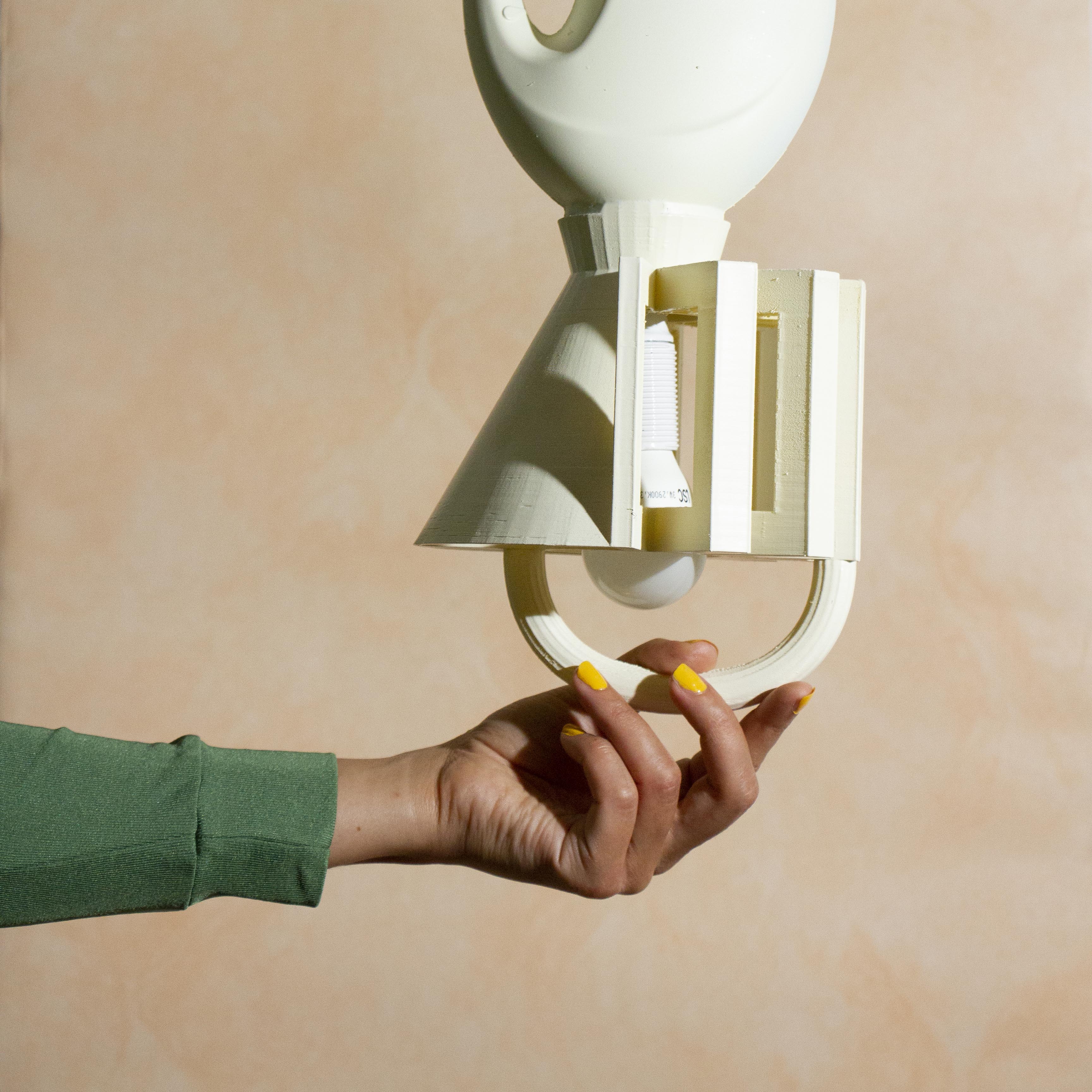 3D printed lamp made out of recycled plastic