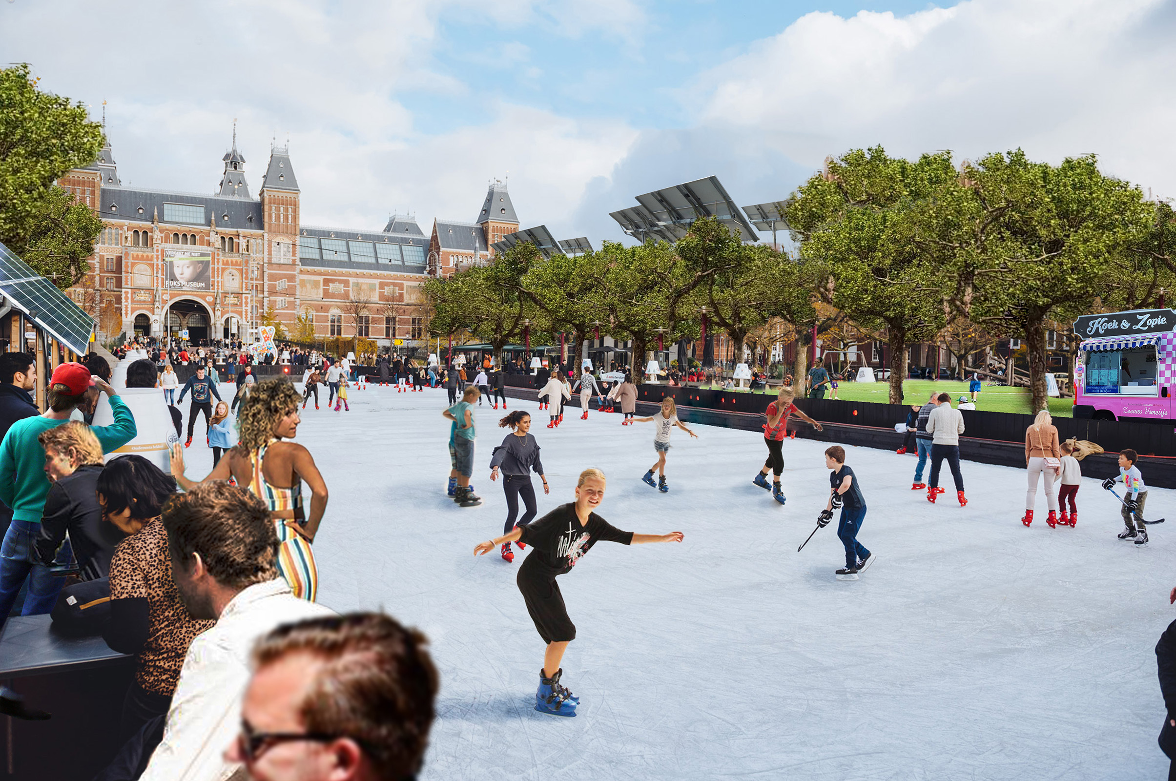 IJsbaan in de zomer op museumplein