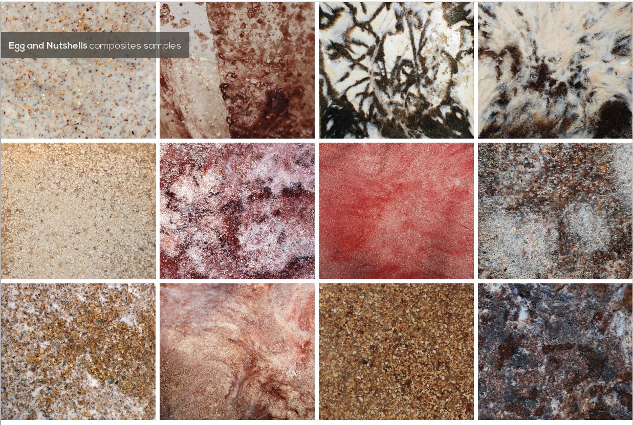 Egg &amp; nut shells bio composite samples