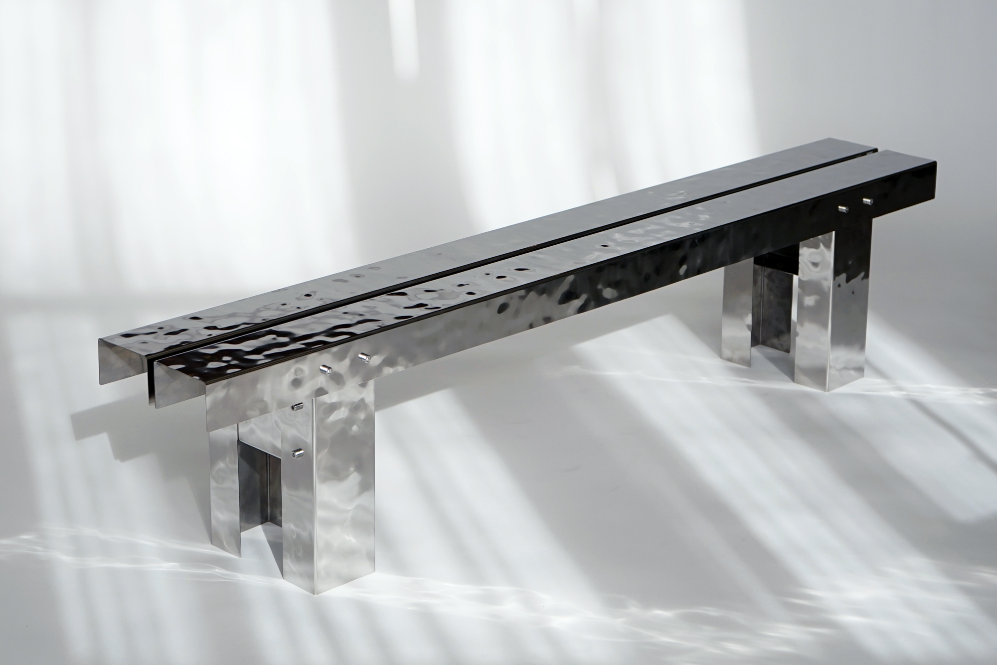 Metal Wood Beam Bench
