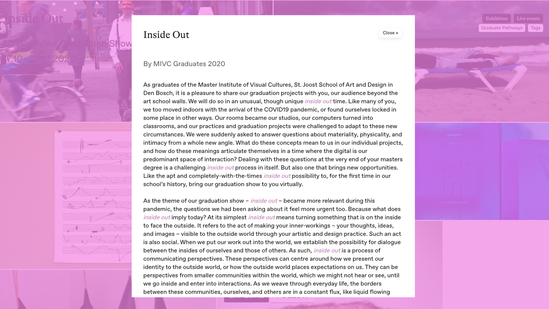 Inside Out MIVC Graduates 2020