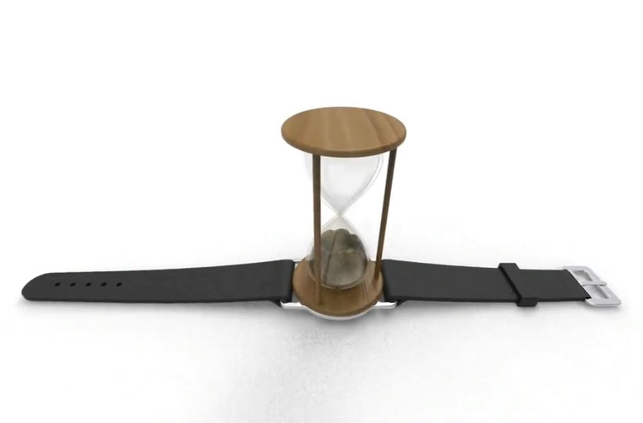 Wrist hourglass by Guto Lacaz