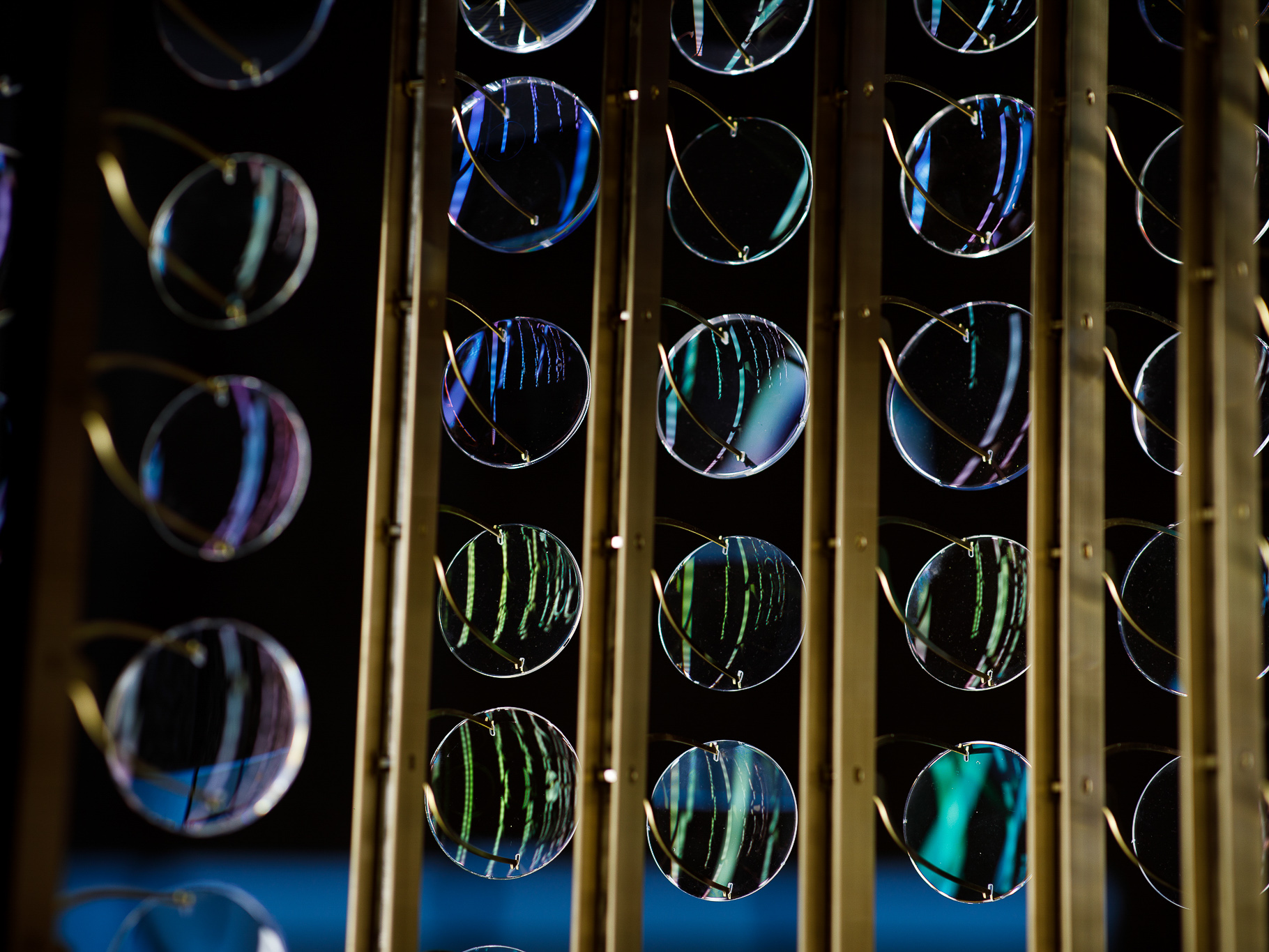 Reflections on the back face of the lenses.
