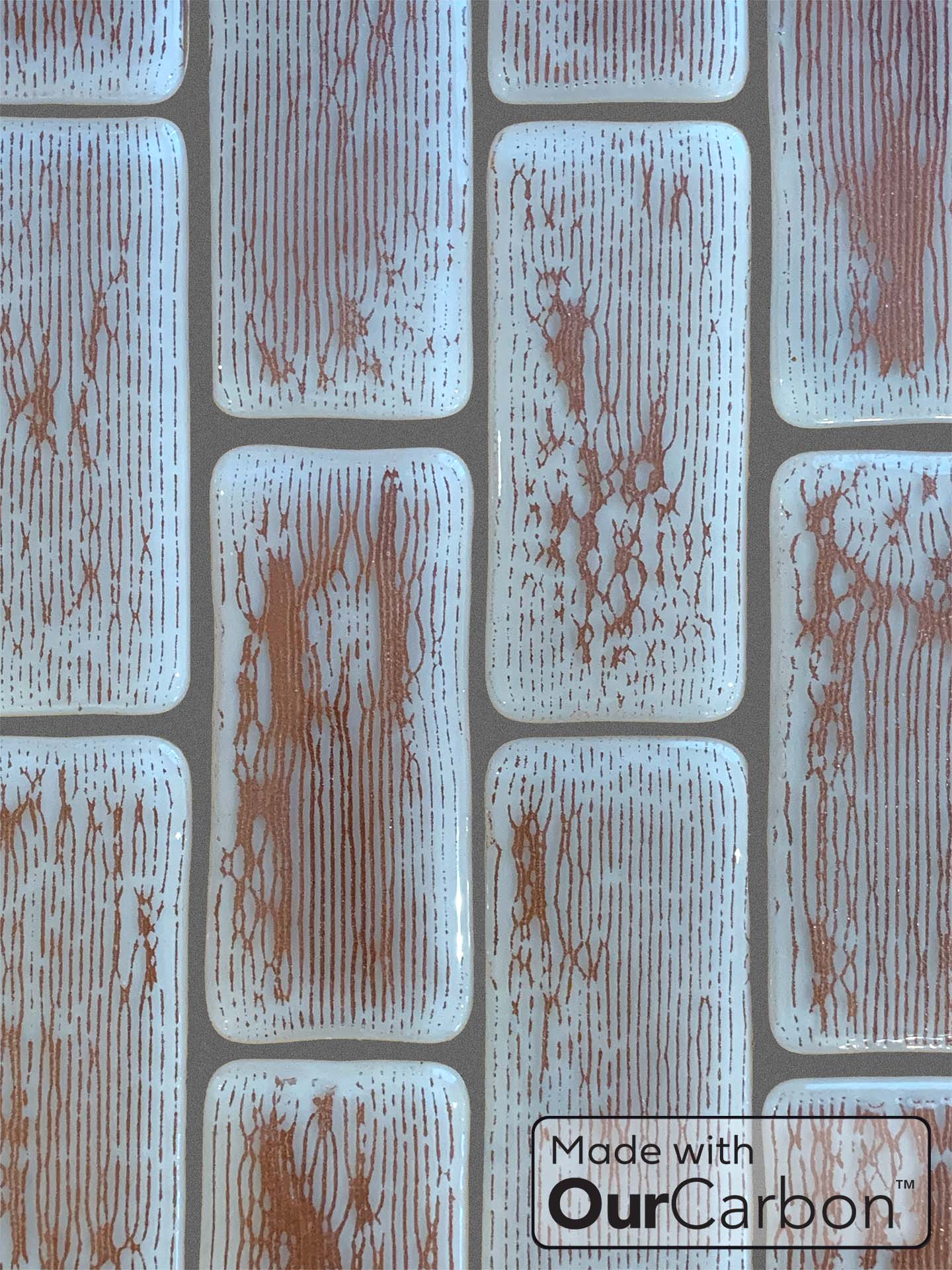 Glass tile embedded with OurCarbon's Iron Oxide