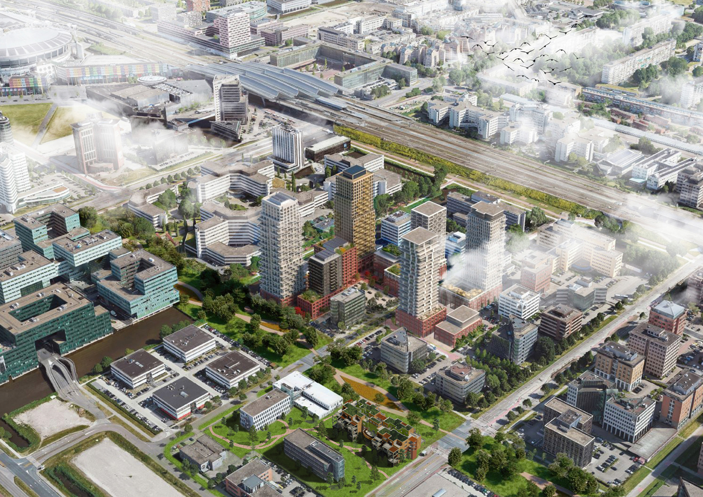 Bird’s-eye view of the area