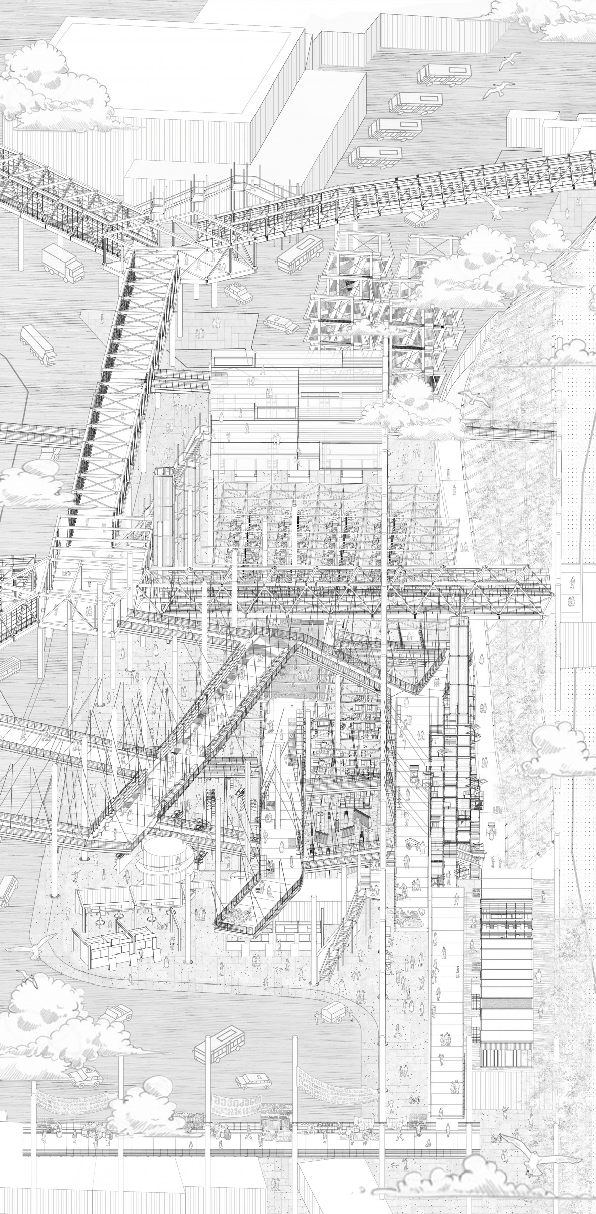 bird’s-eye view of the new market area