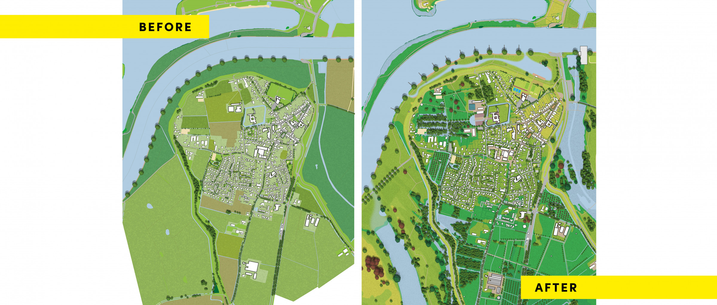 Before/after - From monoculture to permaculture