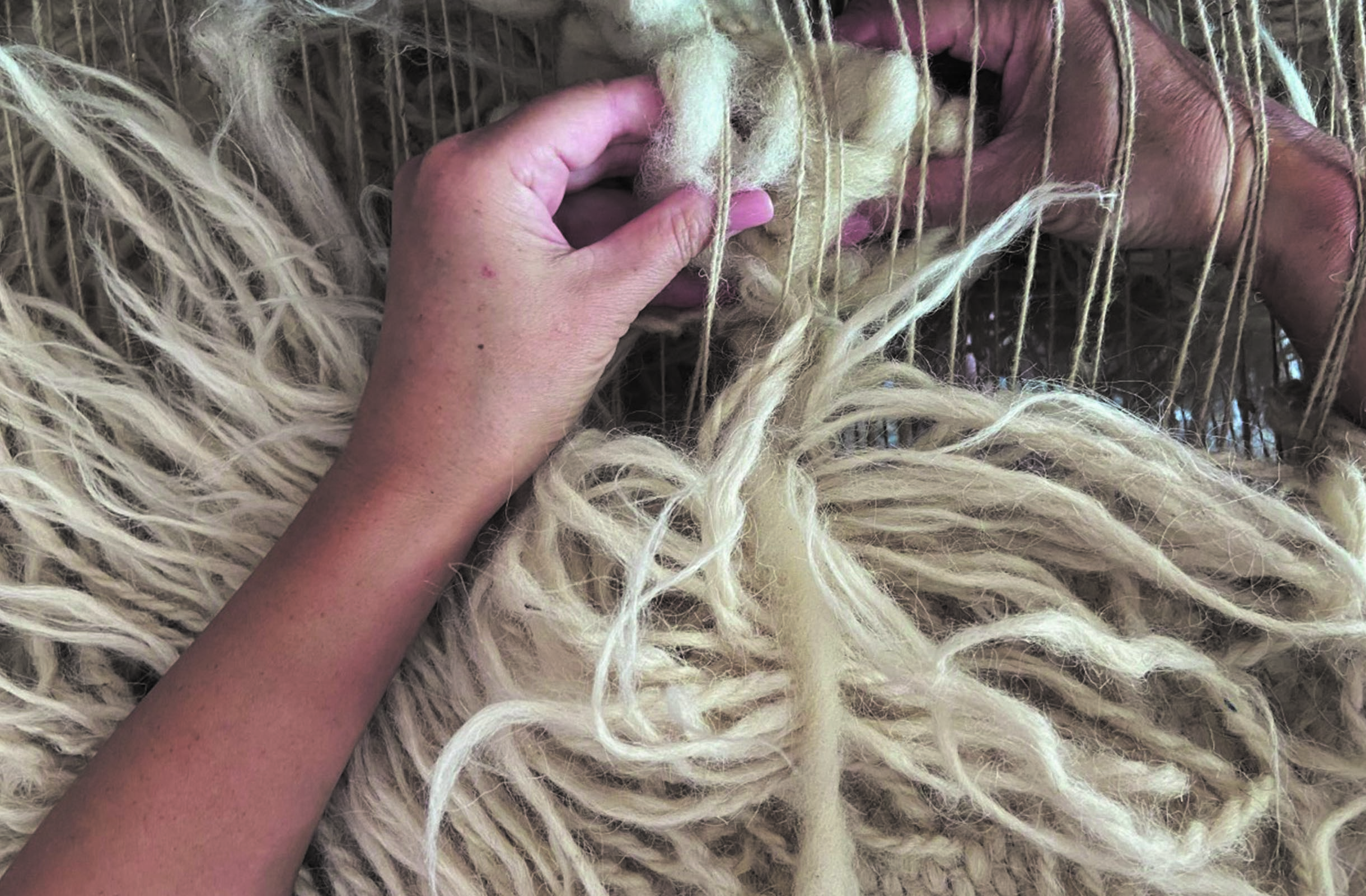 Woolen Gunya fragment in making