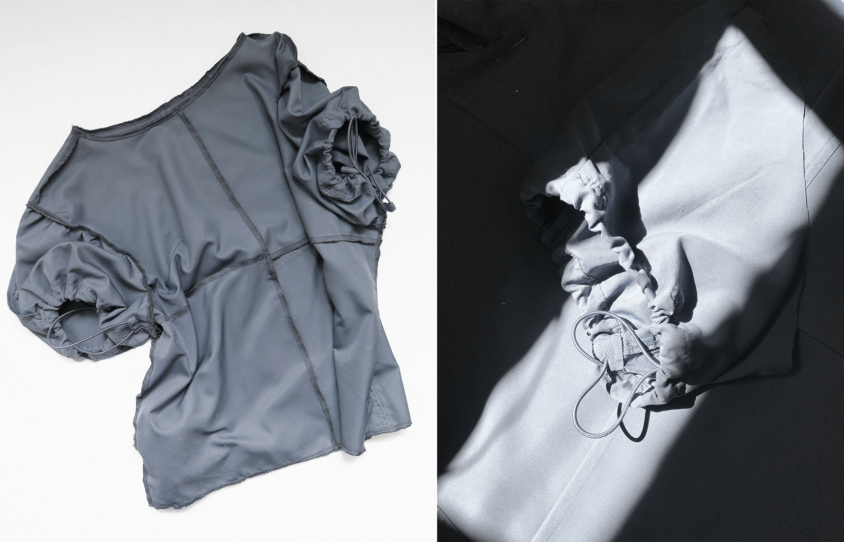 T-shirt with adjustable drawstring sleeves