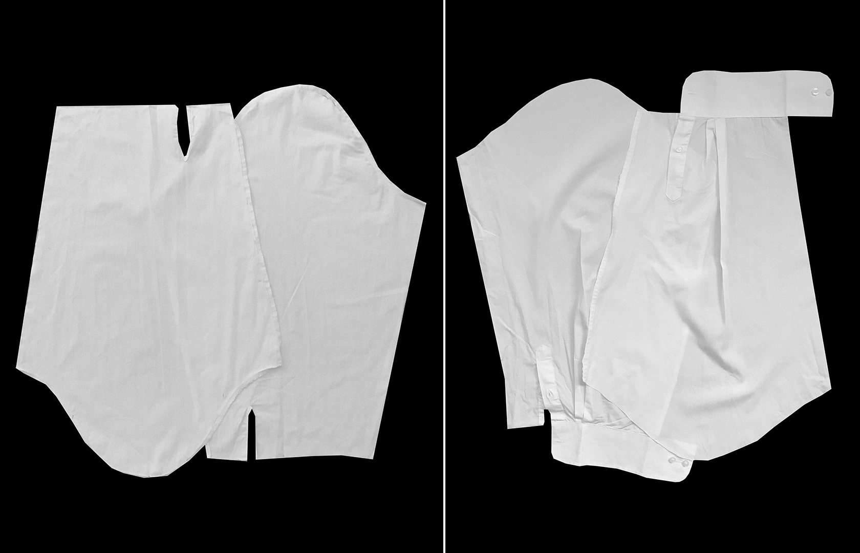 Deconstructed sleeves from a discarded shirt