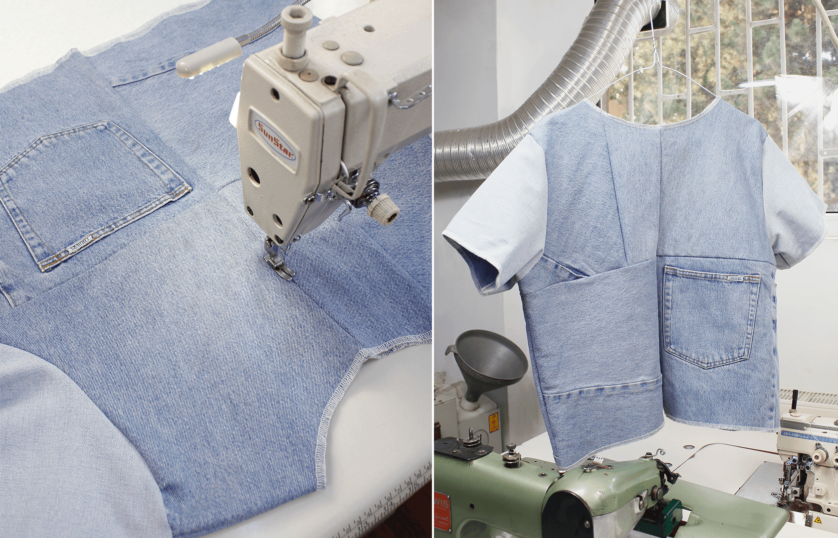 T-shirt made from an old pair of jeans