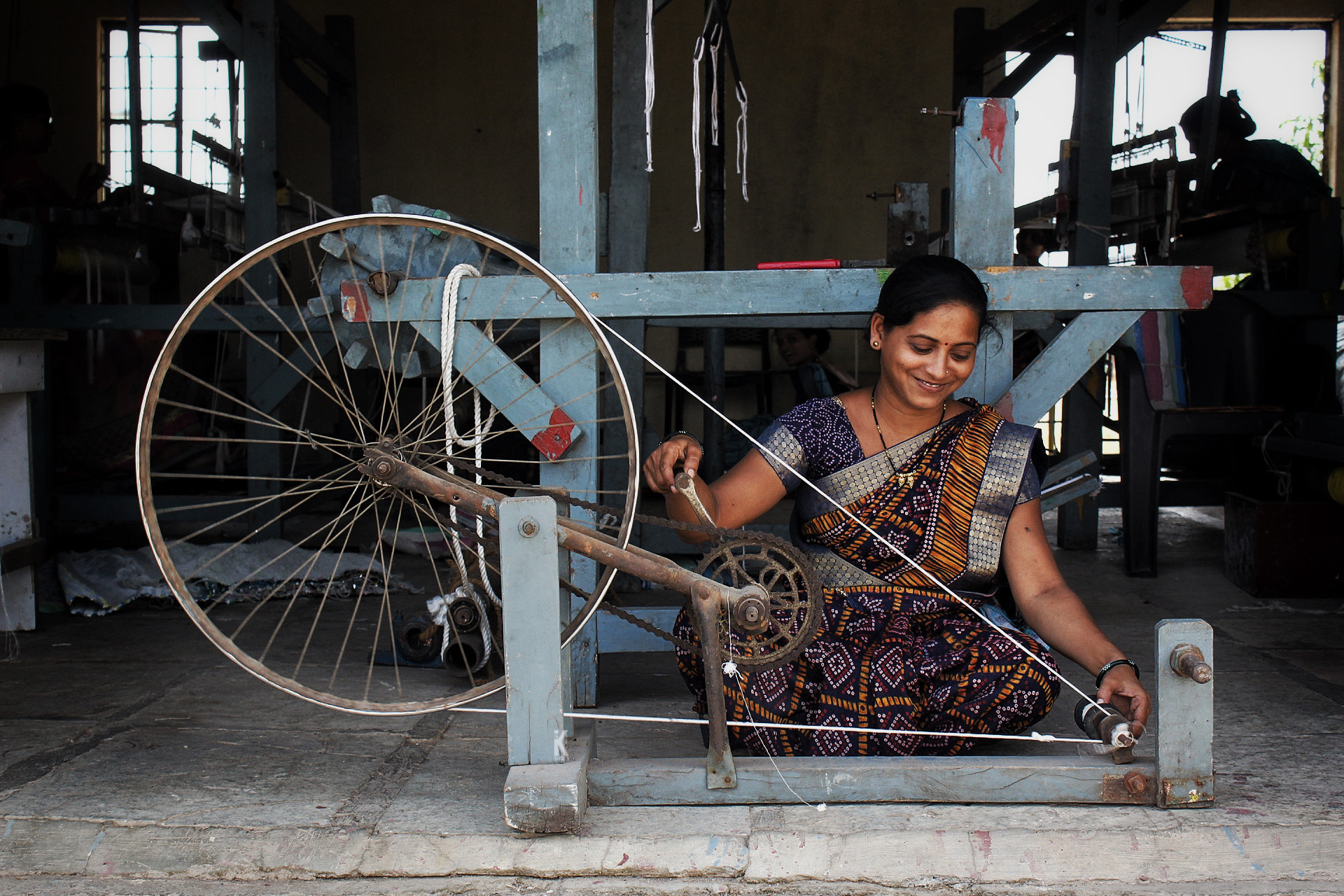 reCharkha Artisan working on Bicycle Spindle!
