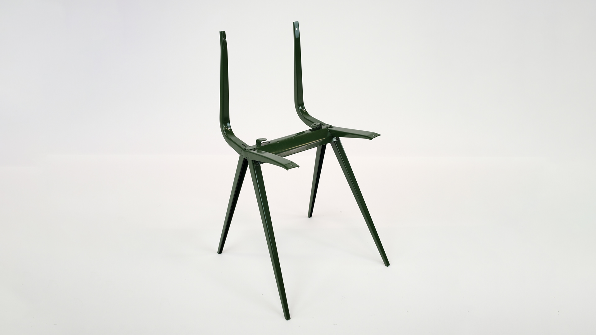 Powder coated chair frame after repair.