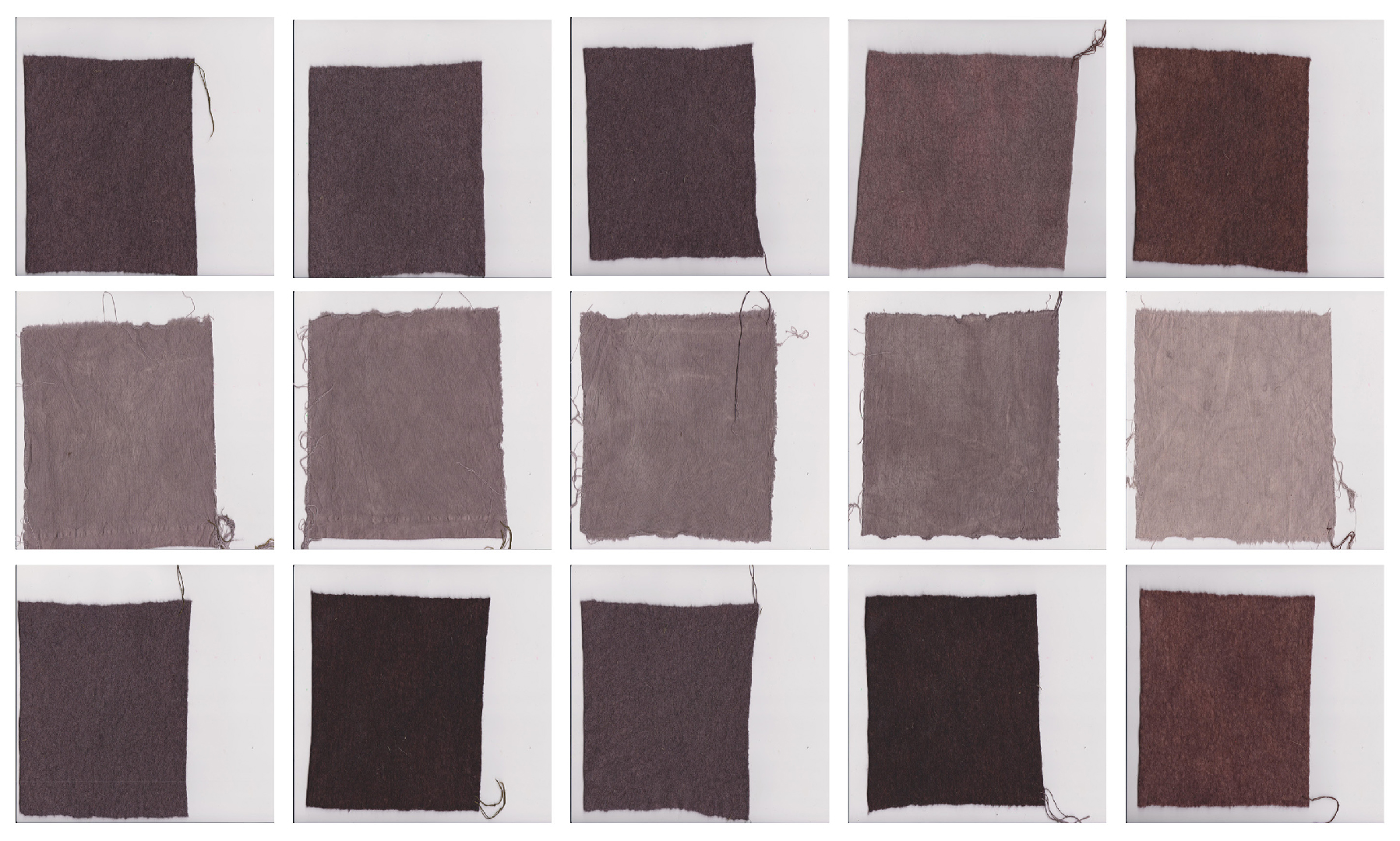 various samples from research on clay dye