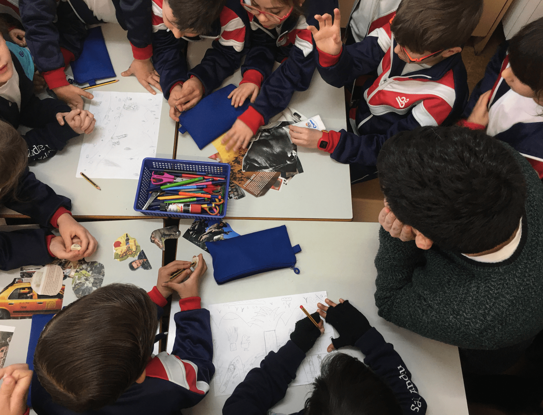Students designing futures through collage-making