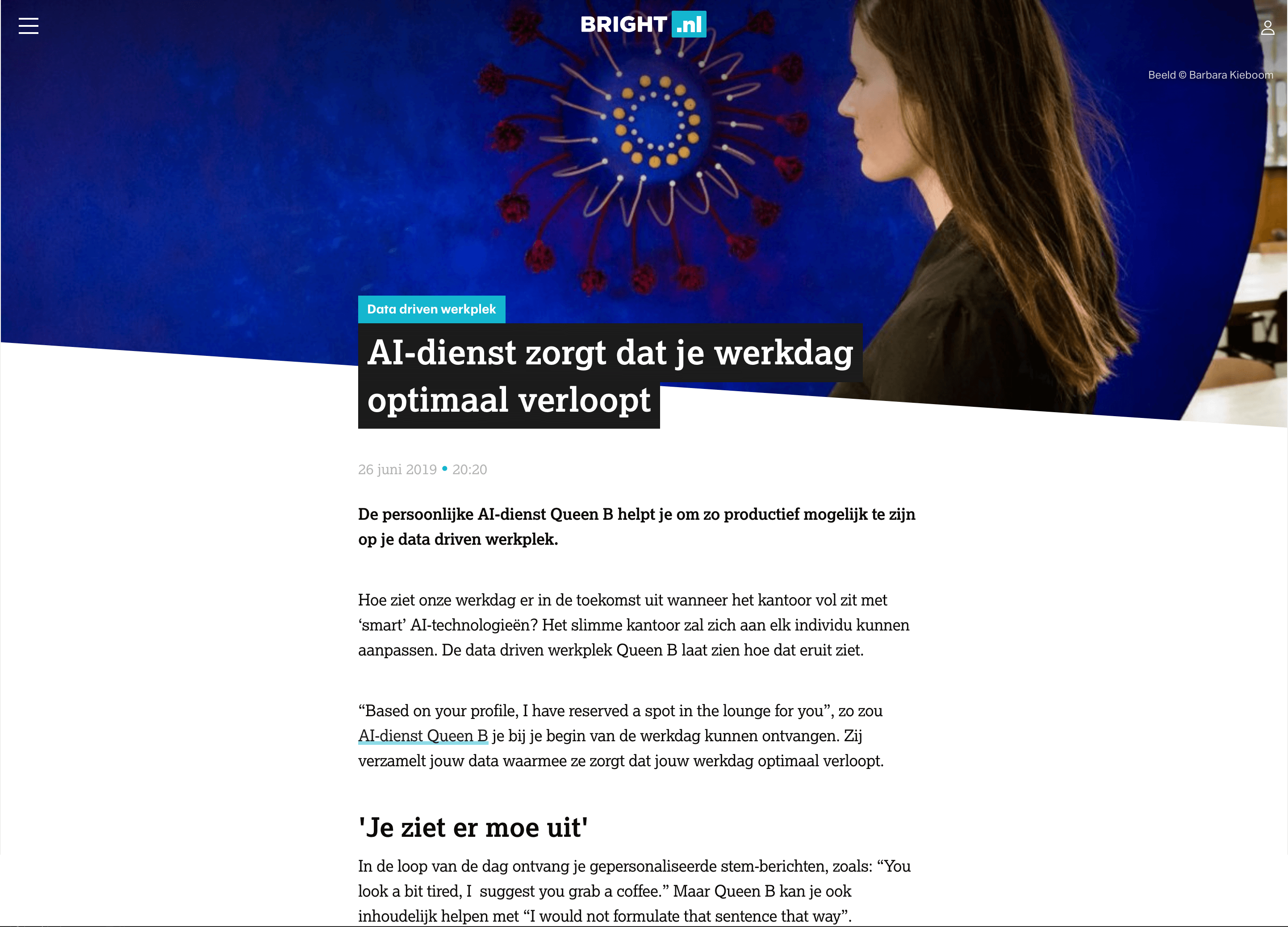 Uitgelicht in https://www.rtlnieuws.nl/tech/artikel/4751896/kantoor-toekomst-data-driven-werkplek-persoonlijke-ai-dienst-holgram-werkdag