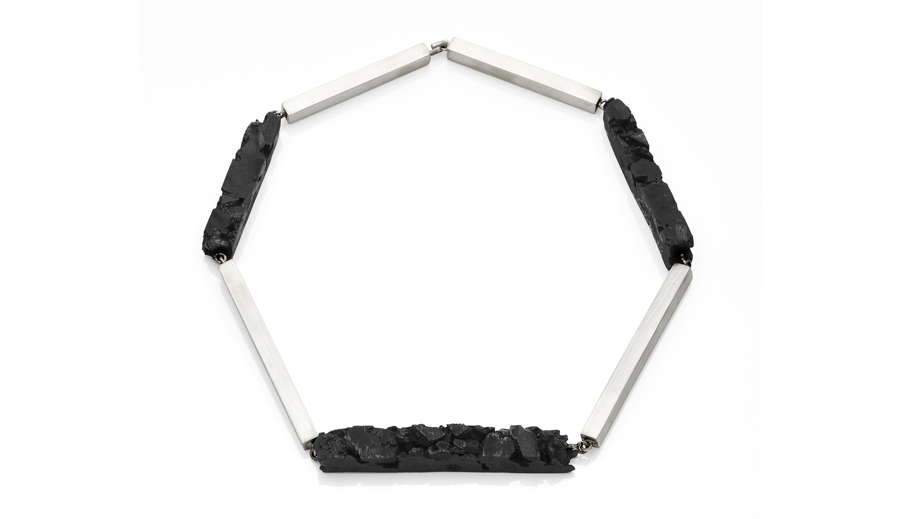 Seven: Necklace, Charcoal, Silver