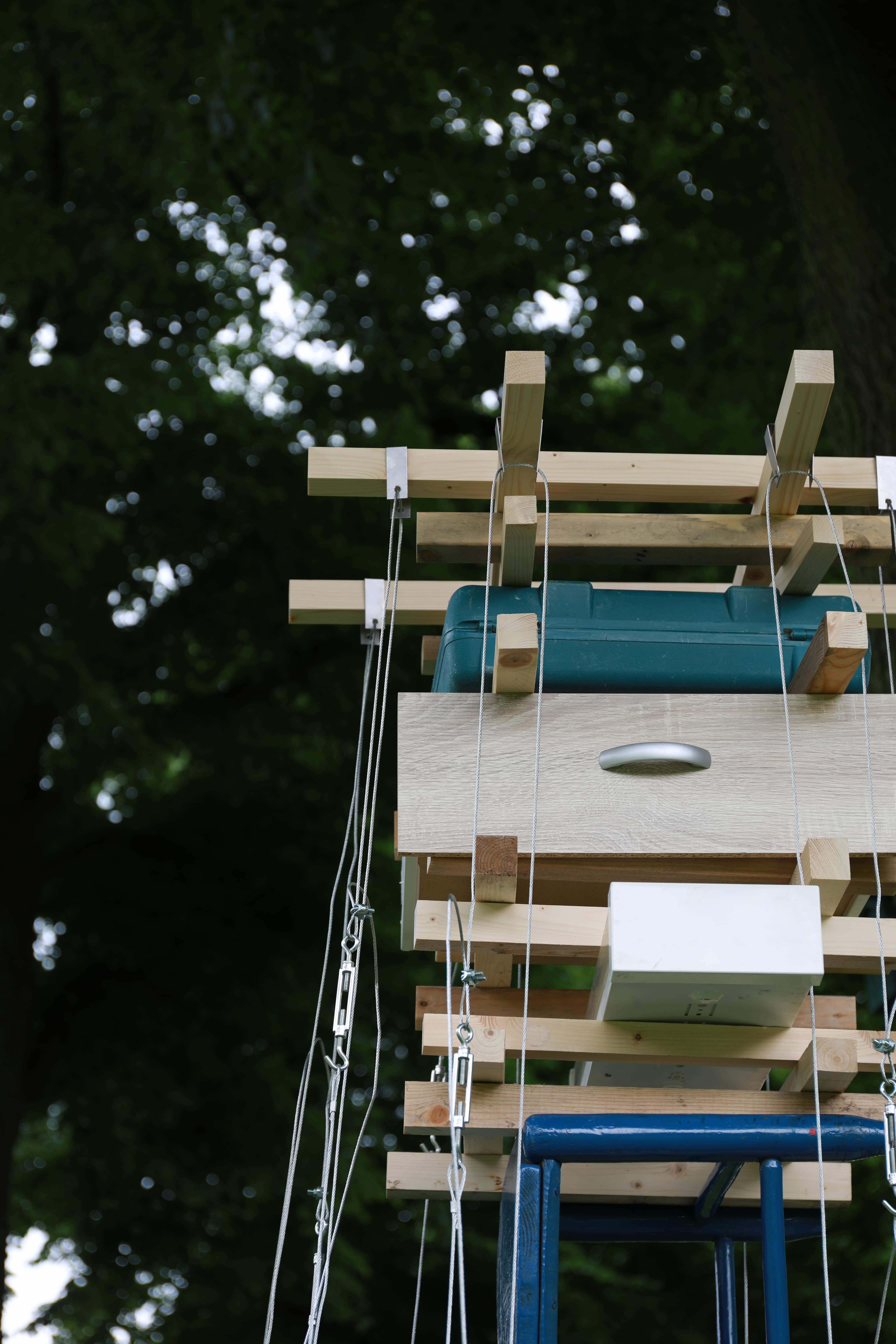 stacked wooden sticks became a column