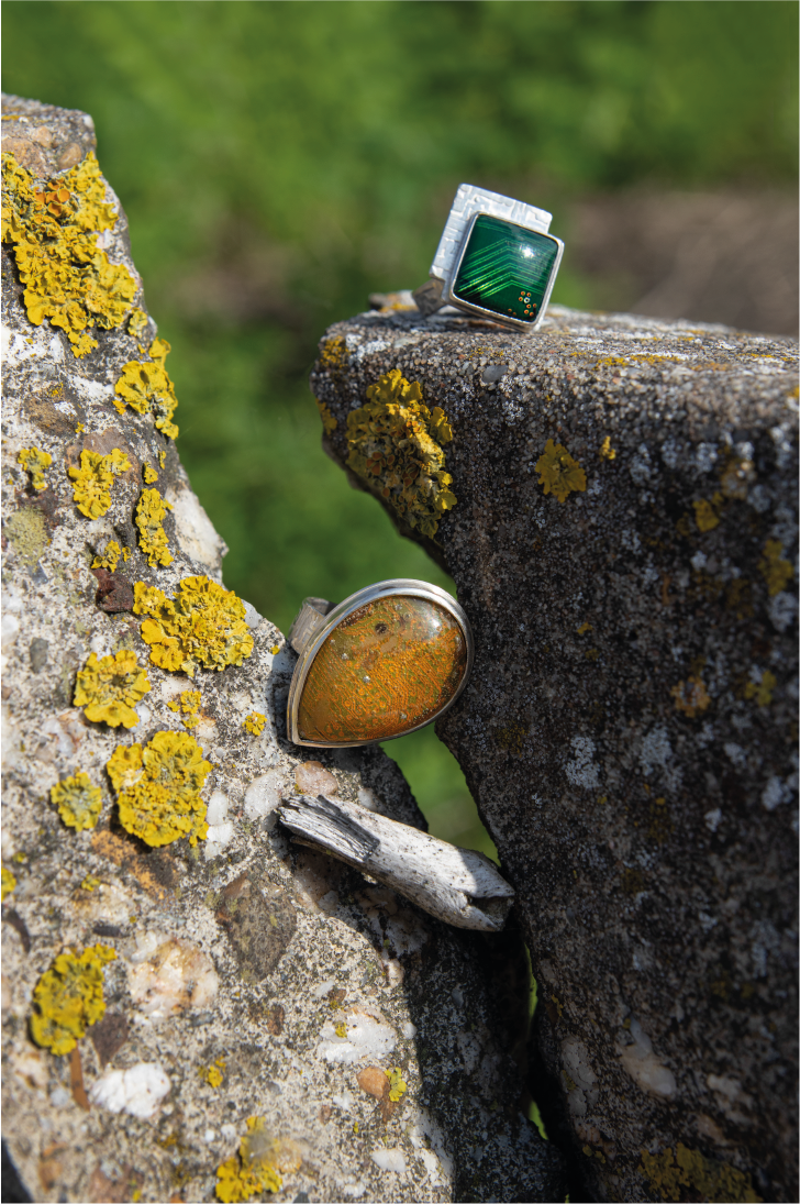 Detail of jewelry out of printing boards