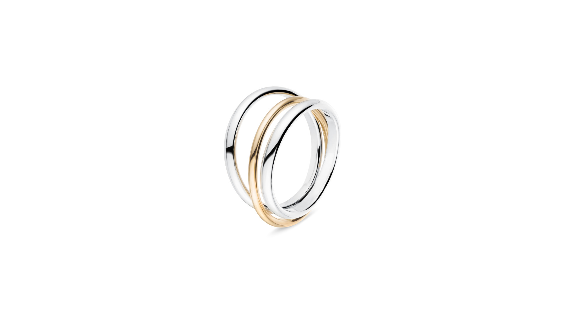 Recycled silver &amp; 9kt gold swivel ring