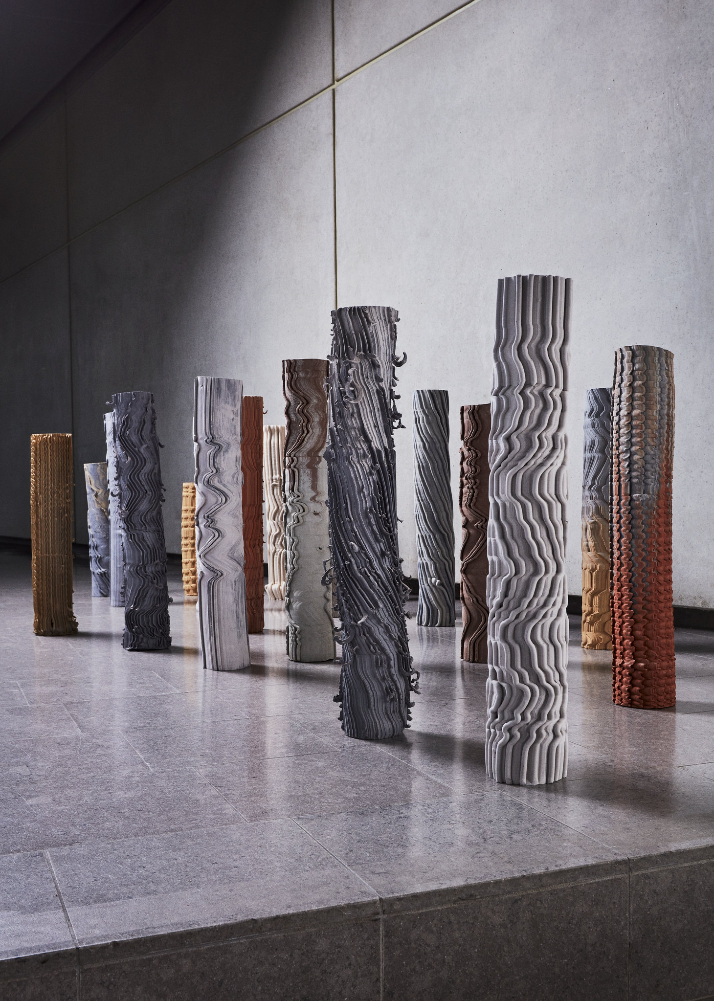 Collection of unique extruded cremation urns
